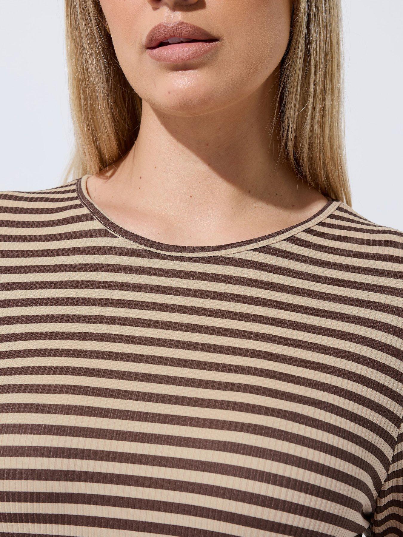 Image 4 of 5 of Yours Curve Stripe Printed Ribbed Top