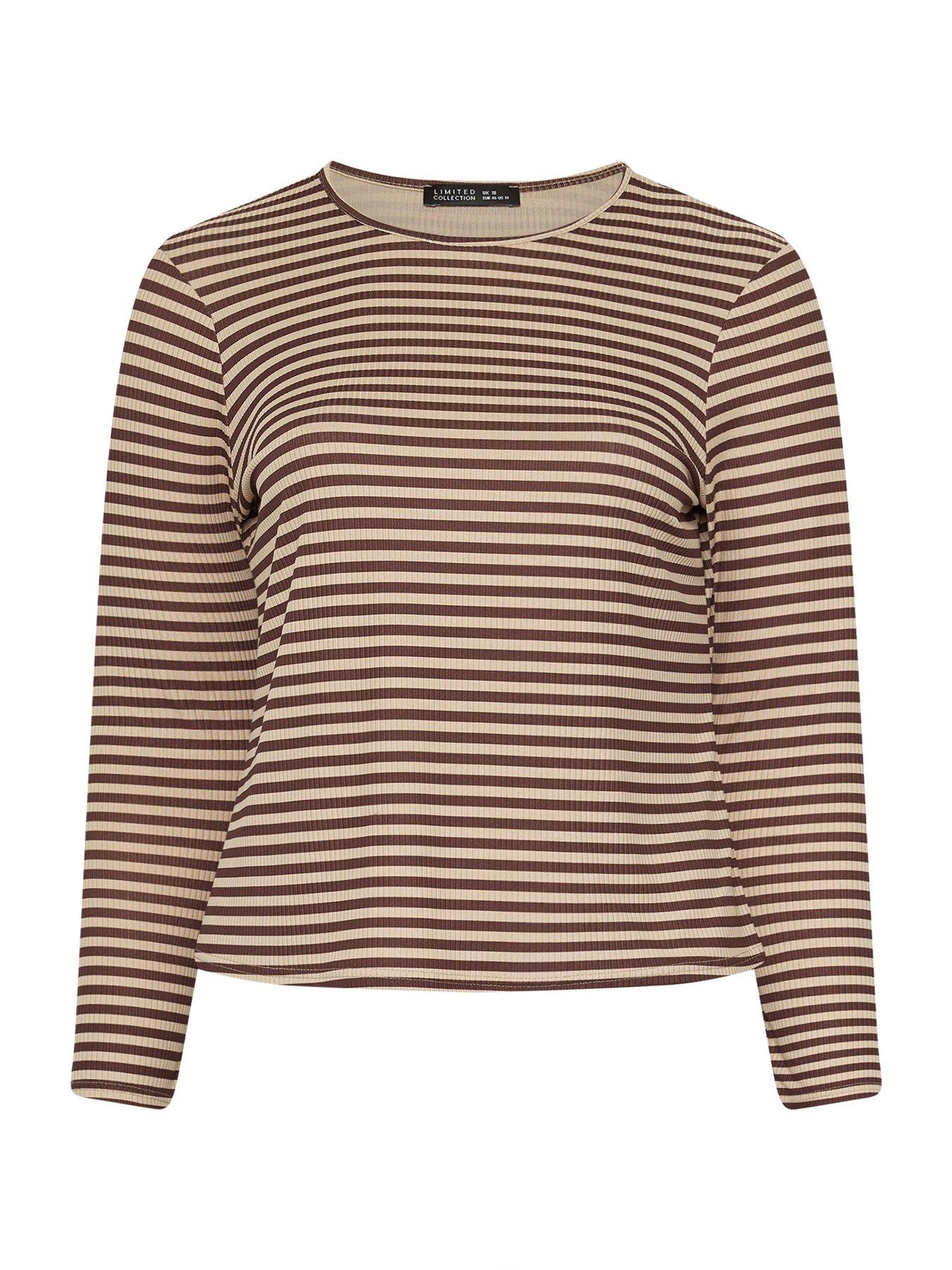 Image 5 of 5 of Yours Curve Stripe Printed Ribbed Top