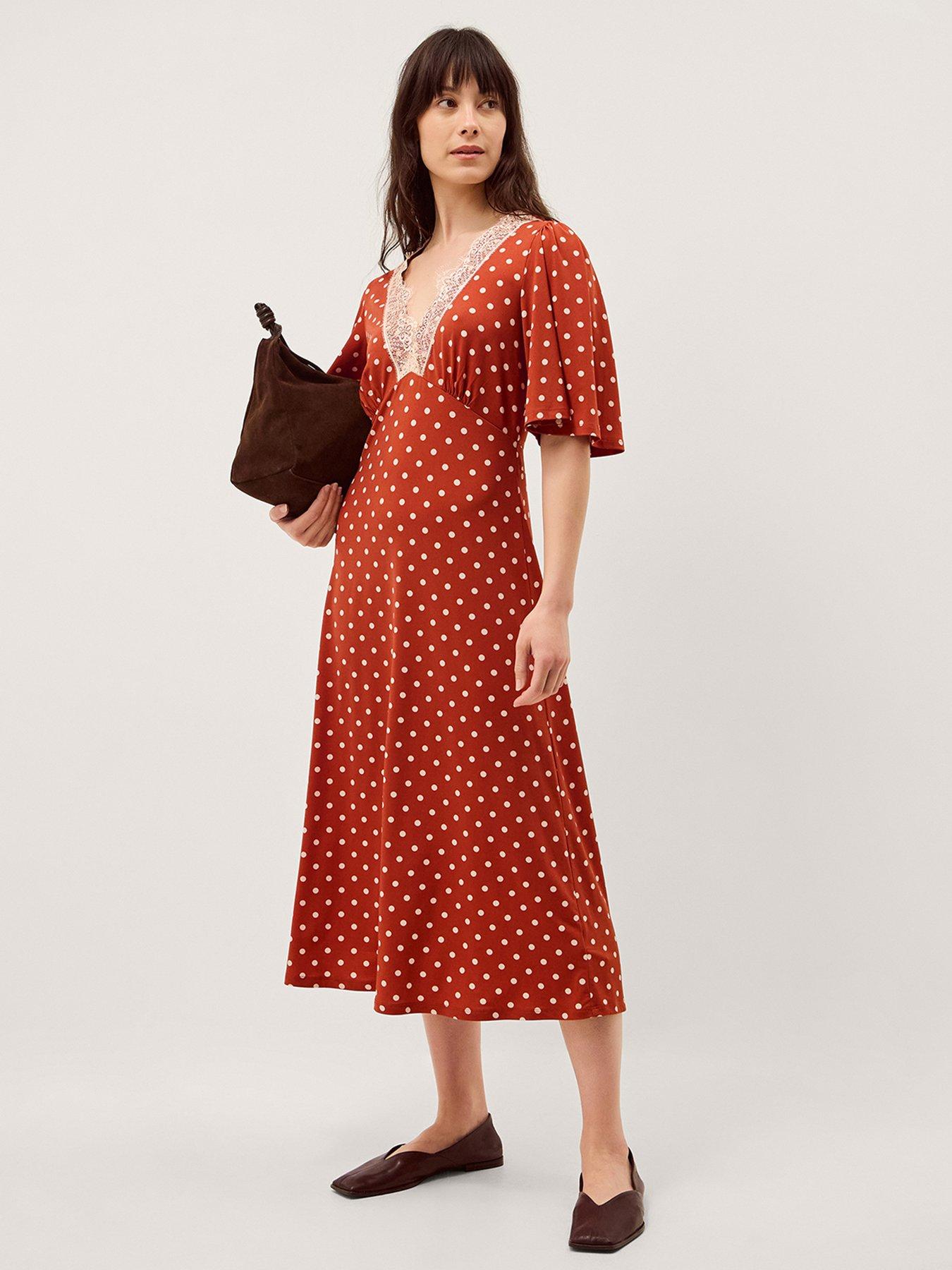 Image 1 of 5 of Monsoon Peri Spot Jersey Dress