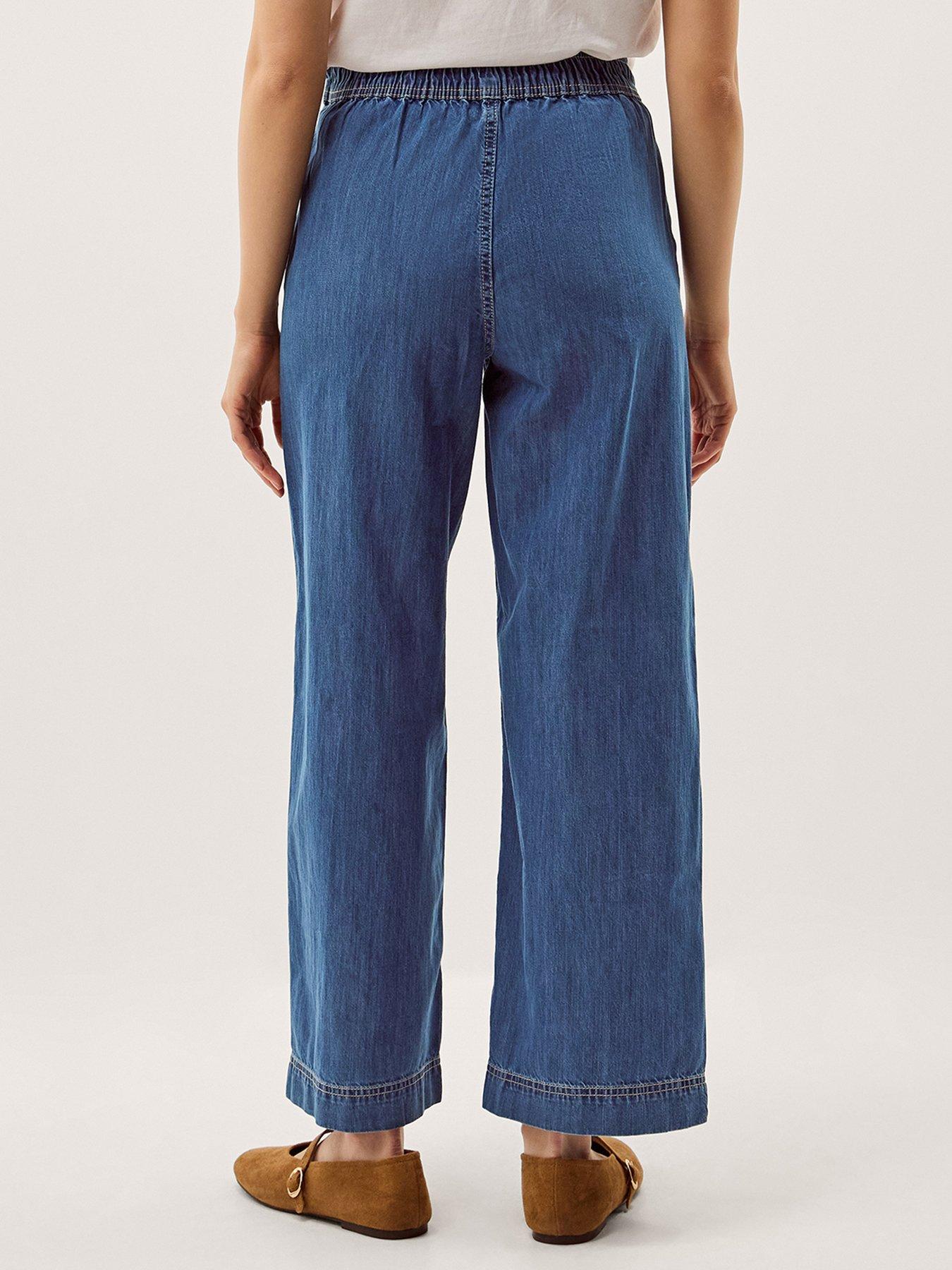 Image 2 of 5 of Monsoon Harper Wide Leg Short Jeans - Blue