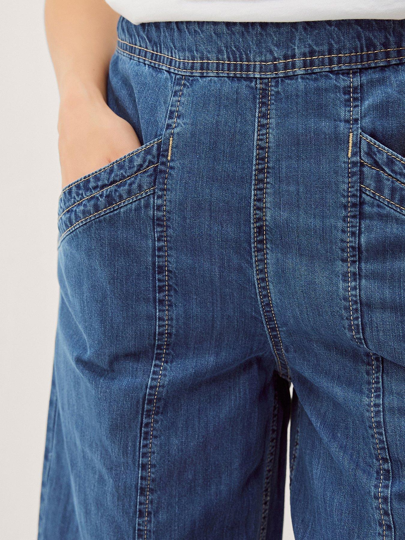 Image 4 of 5 of Monsoon Harper Wide Leg Short Jeans - Blue