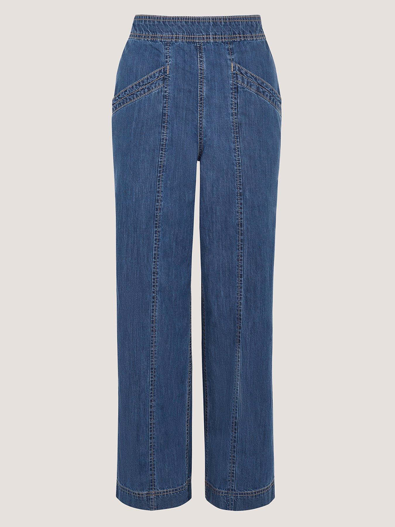 Image 5 of 5 of Monsoon Harper Wide Leg Short Jeans - Blue