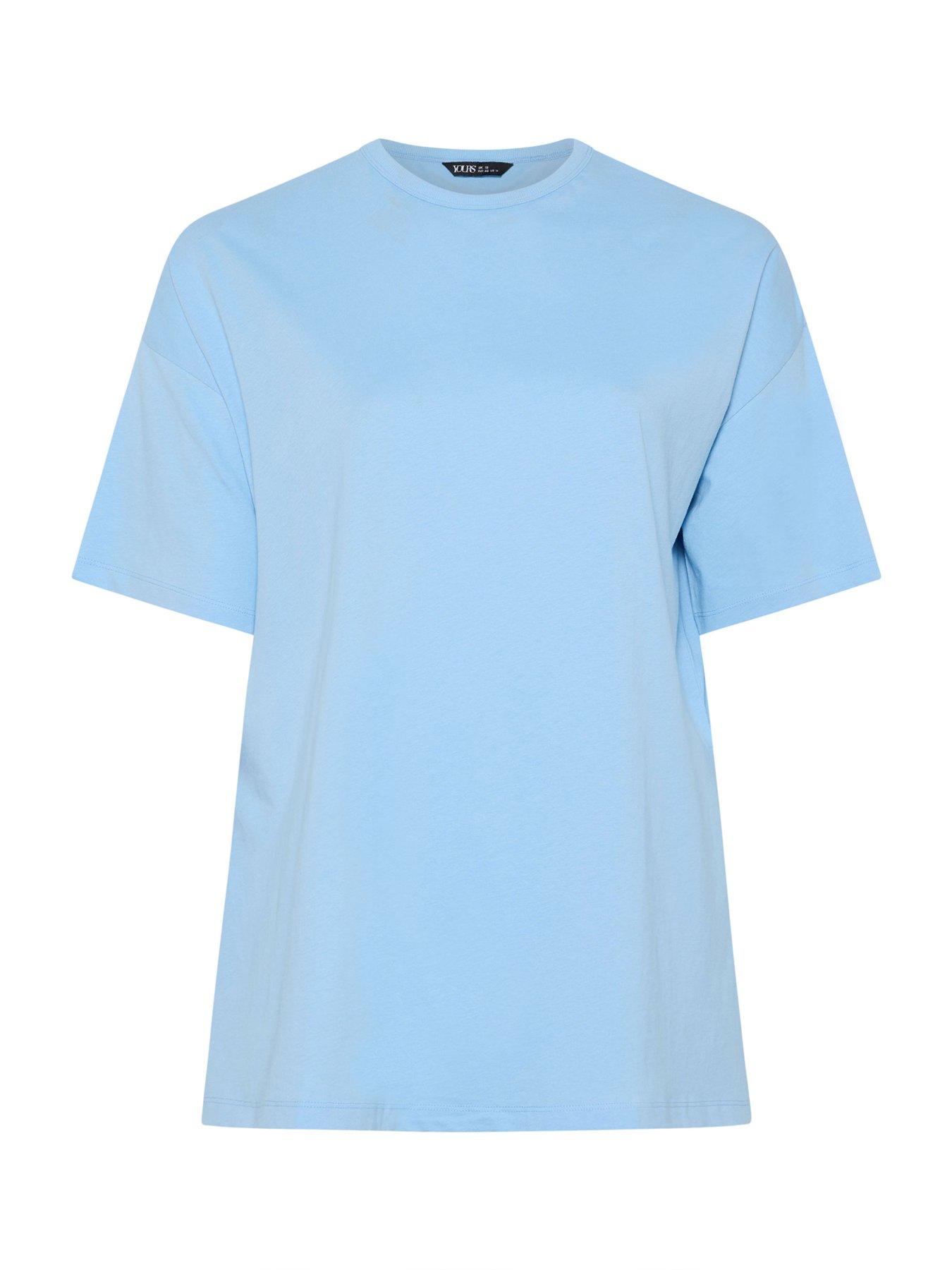 yours-curve-relaxed-longline-side-split-t-shirt-bluedetail