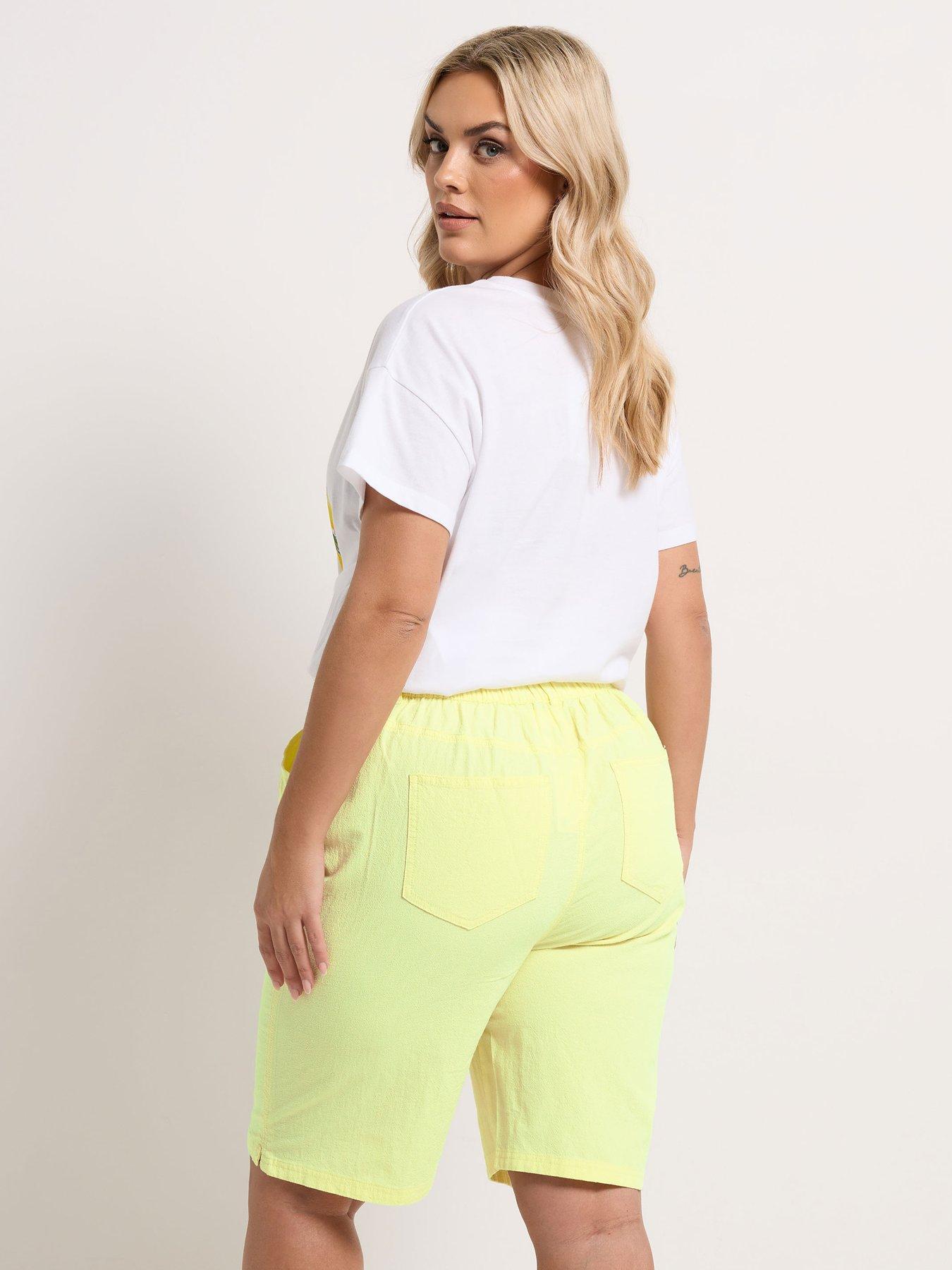 Image 2 of 5 of Yours Curve Cool Cotton Shorts - Yellow
