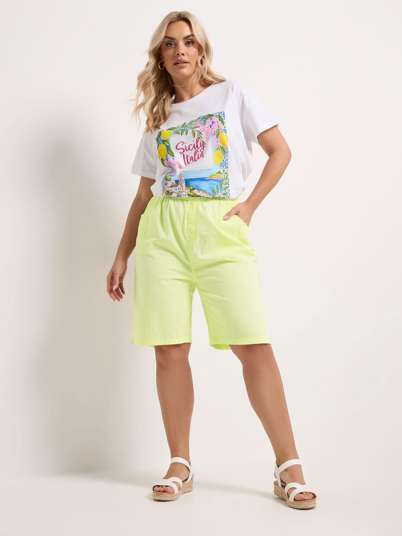 Image 3 of 5 of Yours Curve Cool Cotton Shorts - Yellow