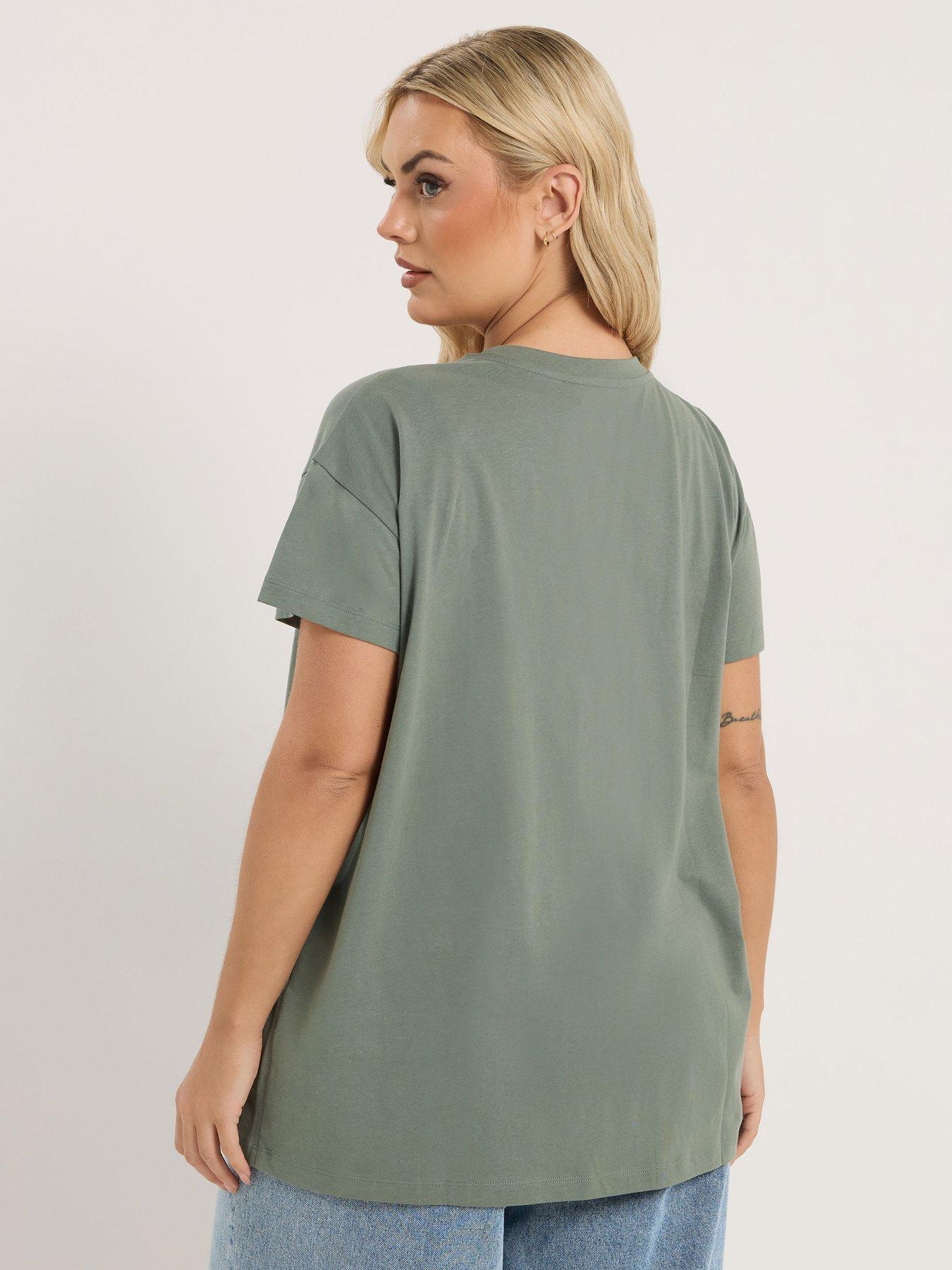 Image 2 of 5 of Yours Curve Placement Core T-Shirt - Green
