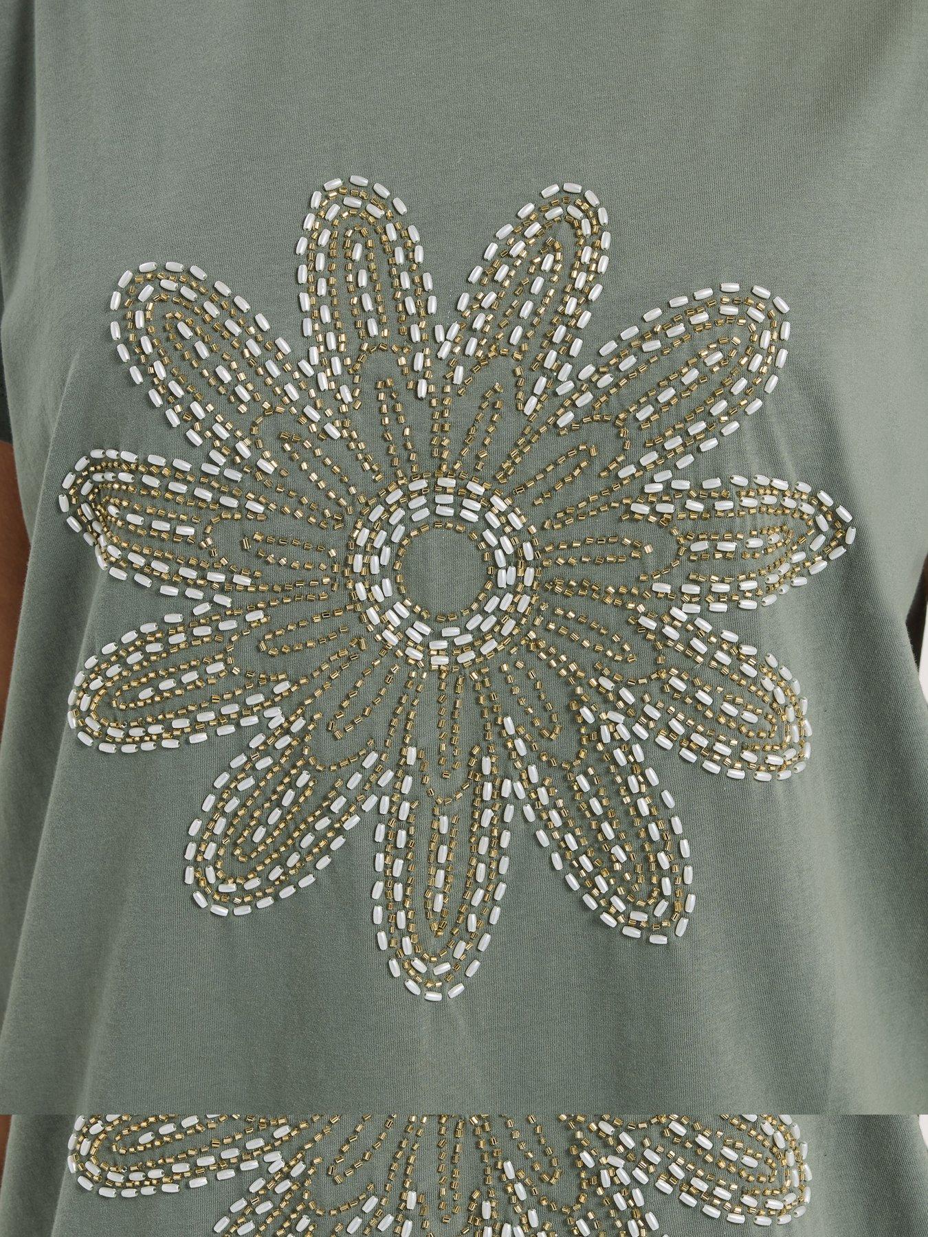 Image 4 of 5 of Yours Curve Placement Core T-Shirt - Green