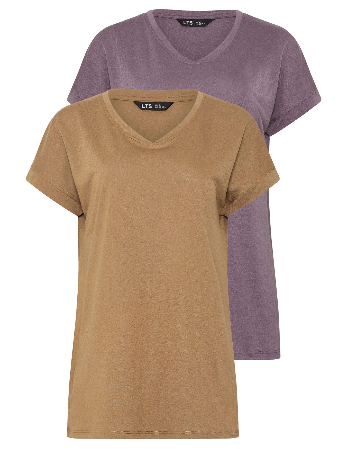 Image 6 of 6 of Long Tall Sally 2 Pack Basic V-Neck Modal T-Shirt - Cream