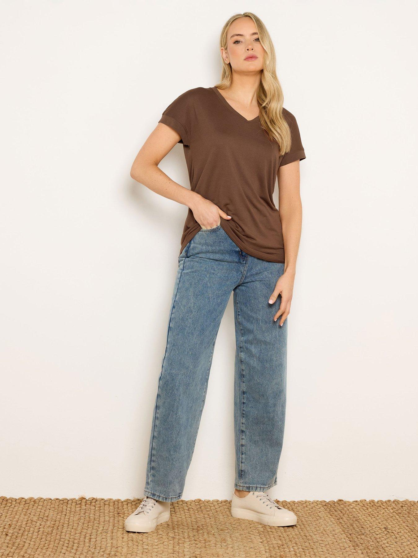 Image 3 of 6 of Long Tall Sally 2 Pack Basic V-Neck Modal T-Shirt - Blue
