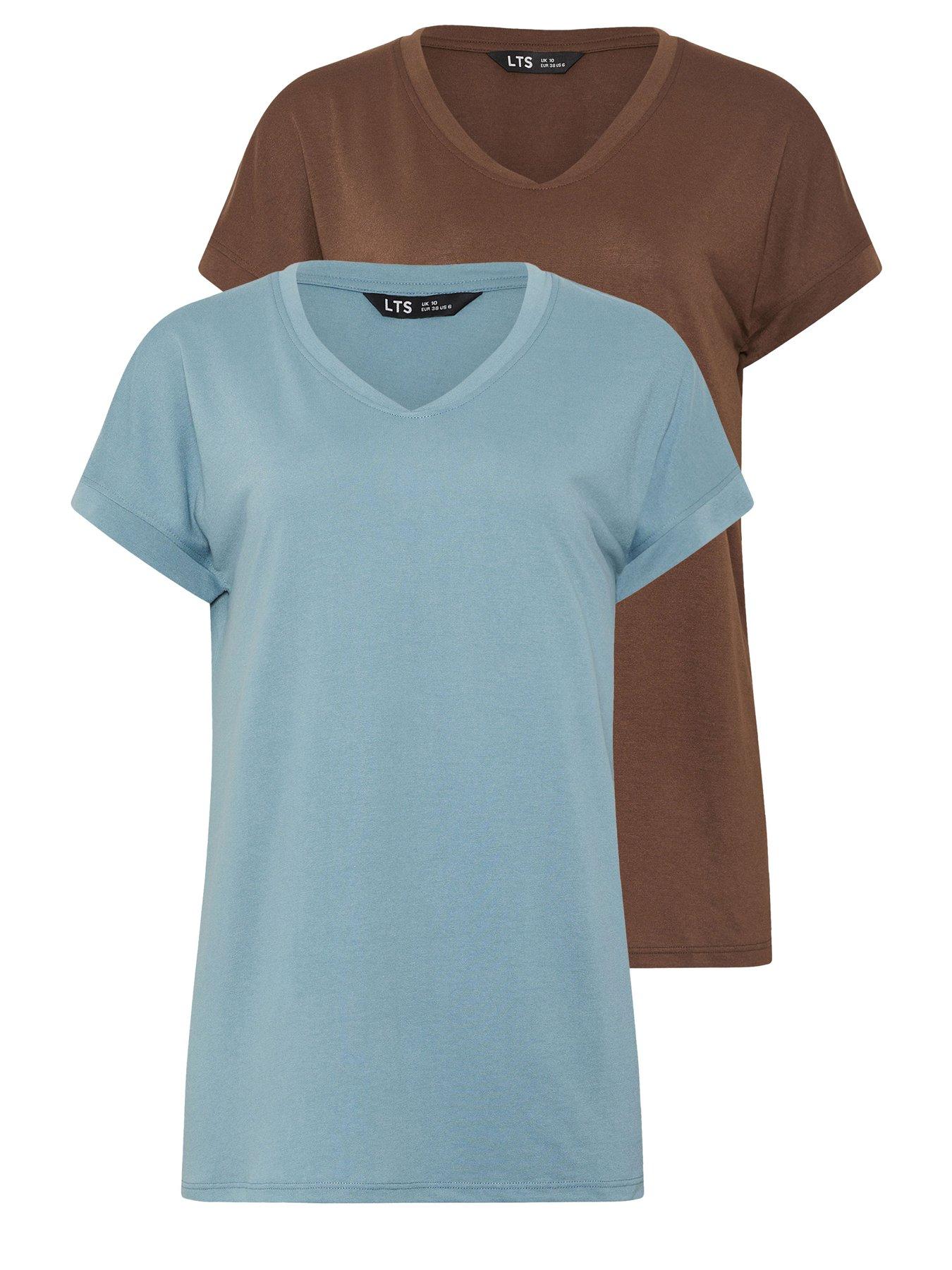 Image 6 of 6 of Long Tall Sally 2 Pack Basic V-Neck Modal T-Shirt - Blue