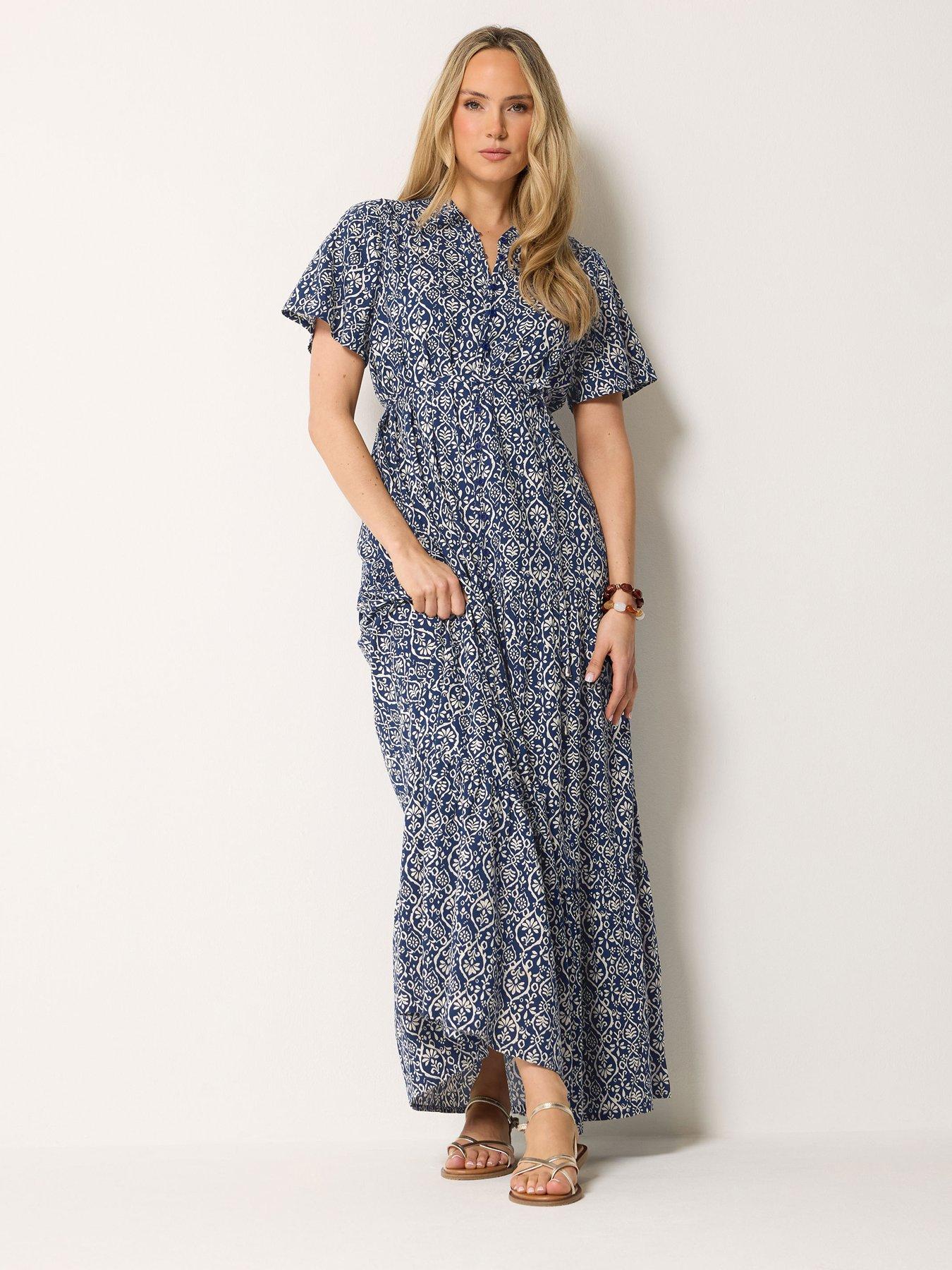 Long Tall Sally Floral Tie Waist Maxi Dress - Blue