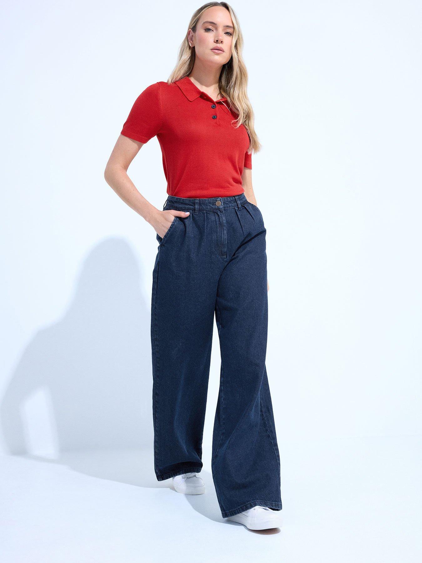 Long Tall Sally Pleat Front Wide Leg Jean 34" - Blue