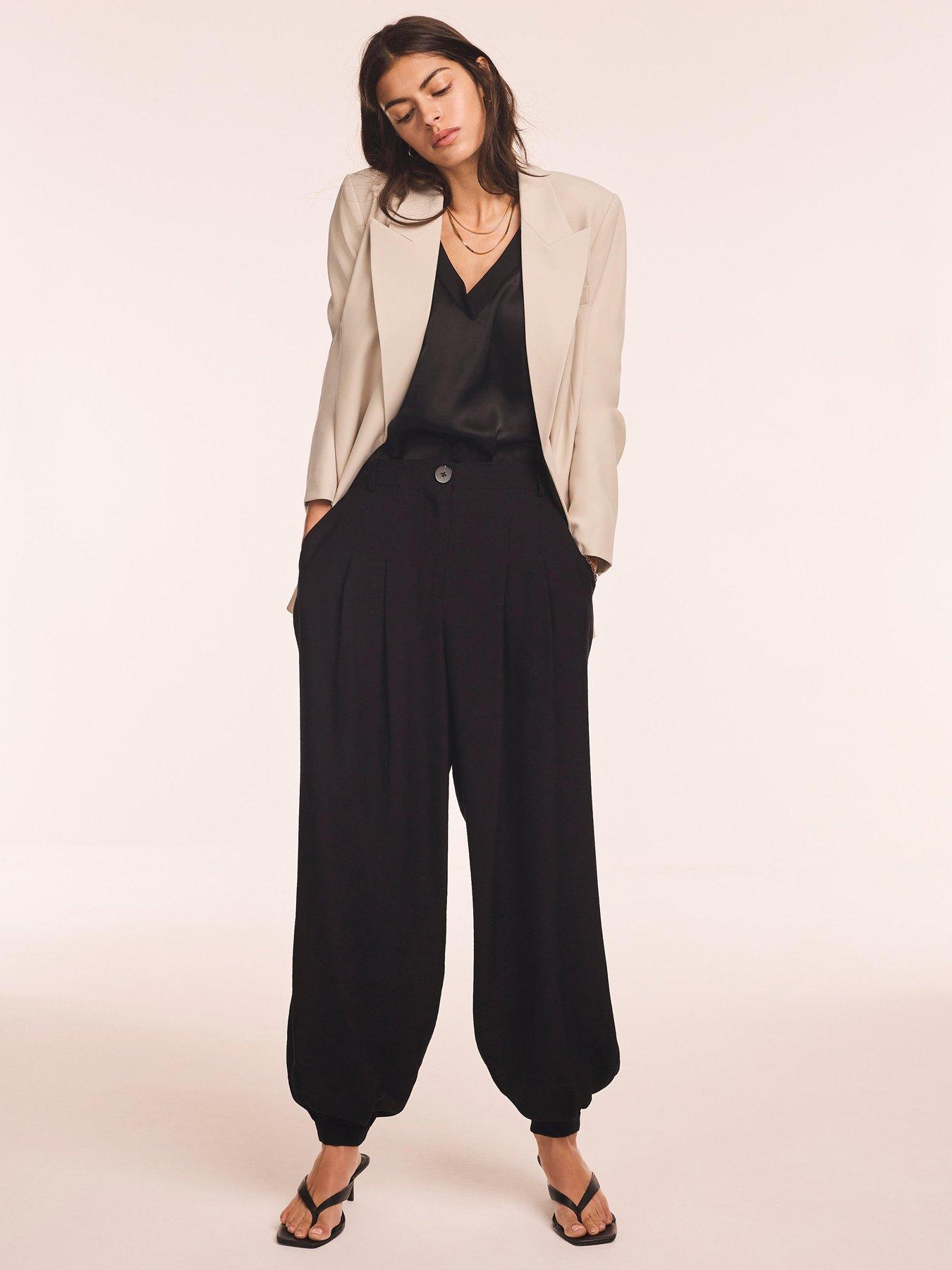 Mint Velvet Black Cuffed Balloon Jogger
