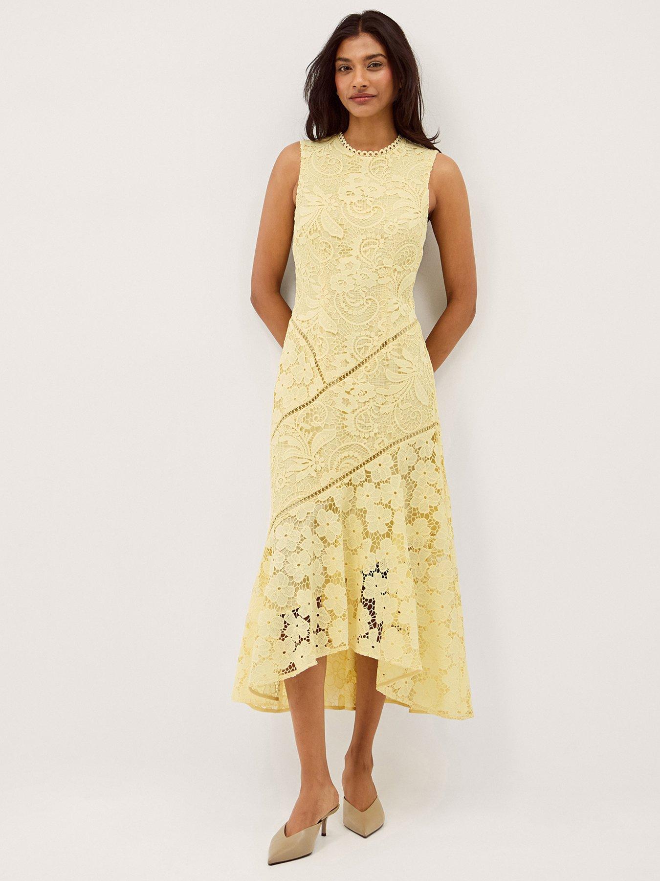 Image 1 of 5 of Monsoon Gianna Lace Dress - Yellow