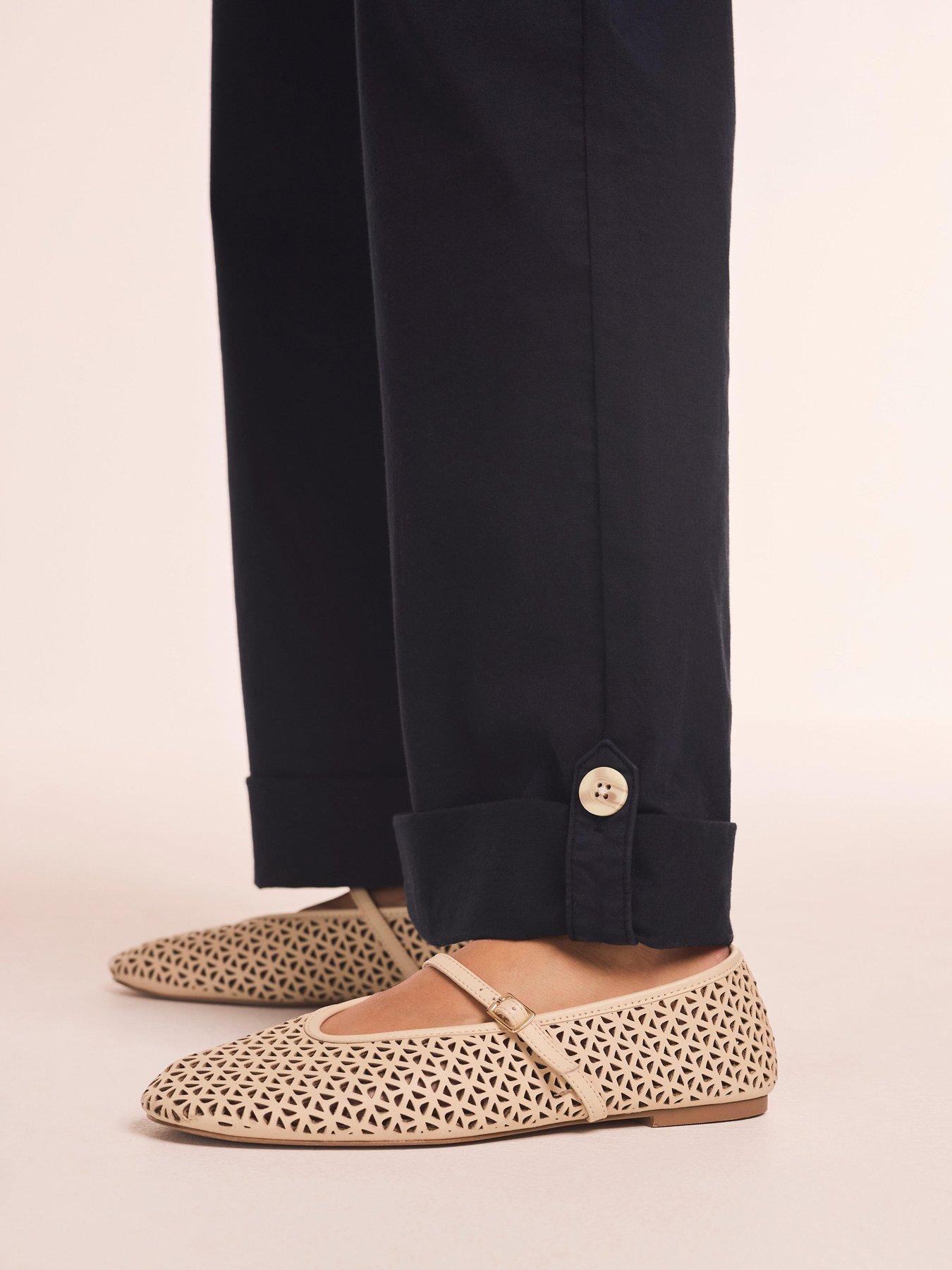 Image 4 of 6 of Mint Velvet Navy Cropped Wide Chino