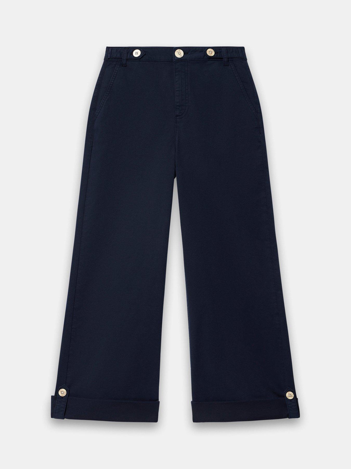 Image 5 of 6 of Mint Velvet Navy Cropped Wide Chino