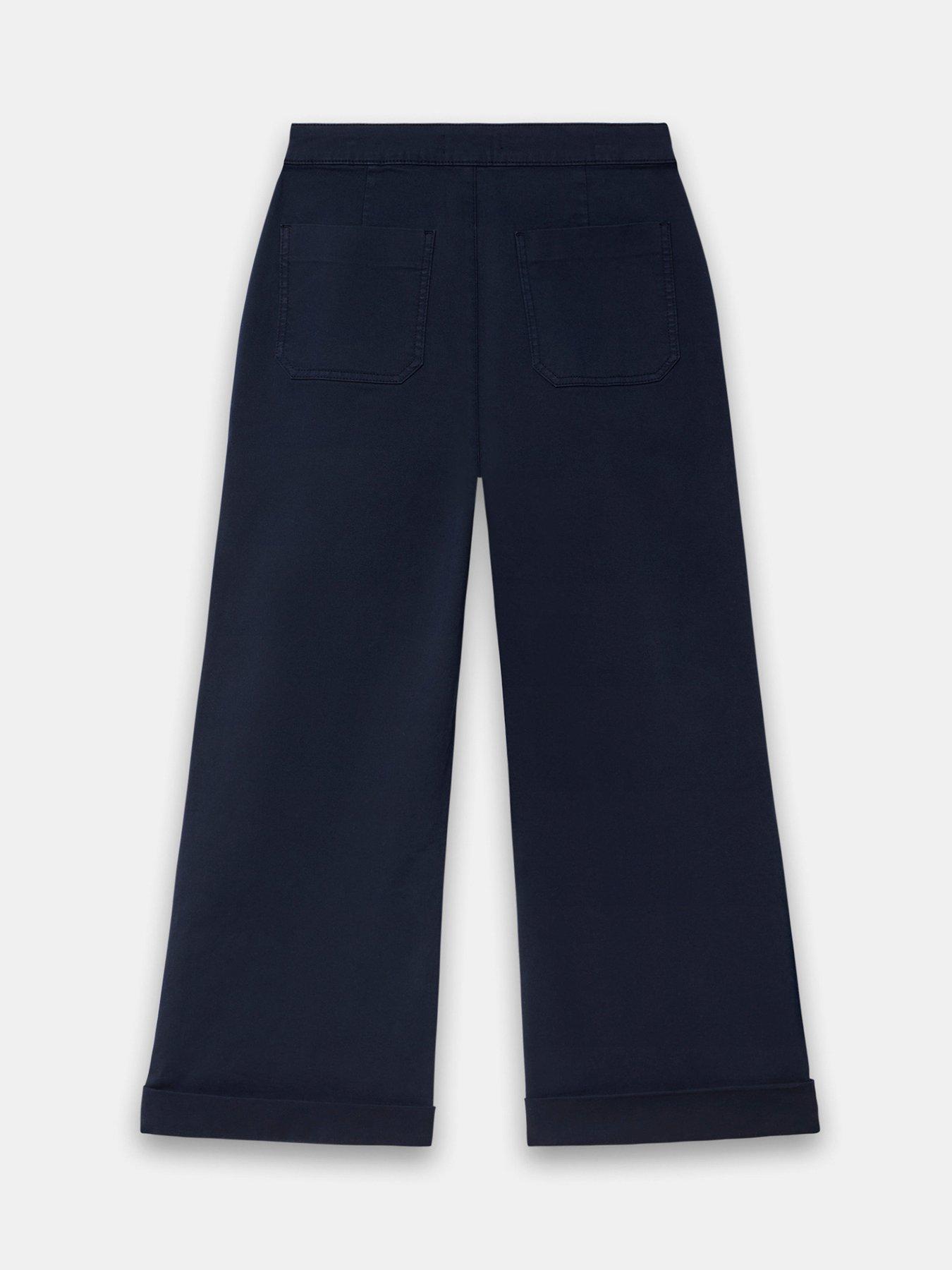 Image 6 of 6 of Mint Velvet Navy Cropped Wide Chino