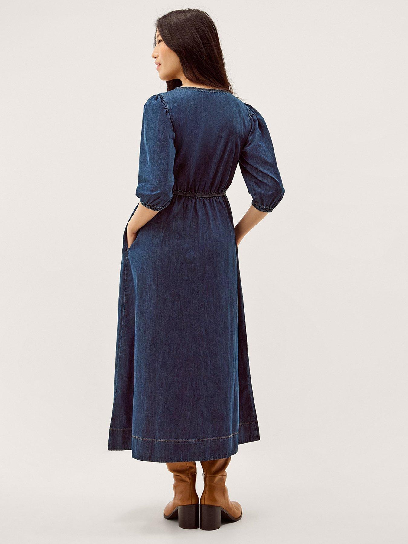 Image 2 of 5 of Monsoon Lily Square Neck Midi Dress - Blue
