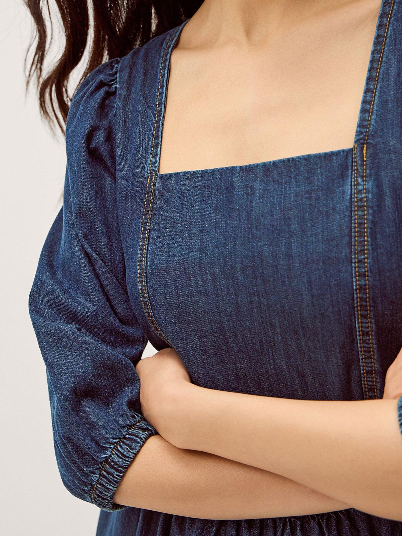 Image 4 of 5 of Monsoon Lily Square Neck Midi Dress - Blue