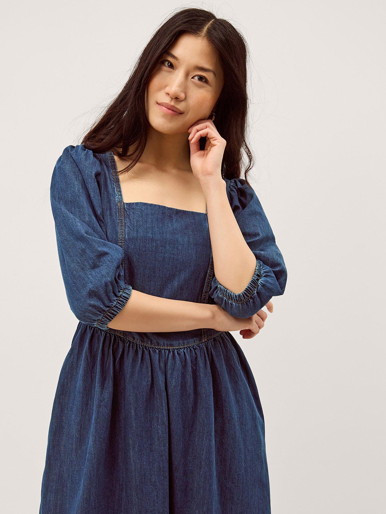 Image 5 of 5 of Monsoon Lily Square Neck Midi Dress - Blue