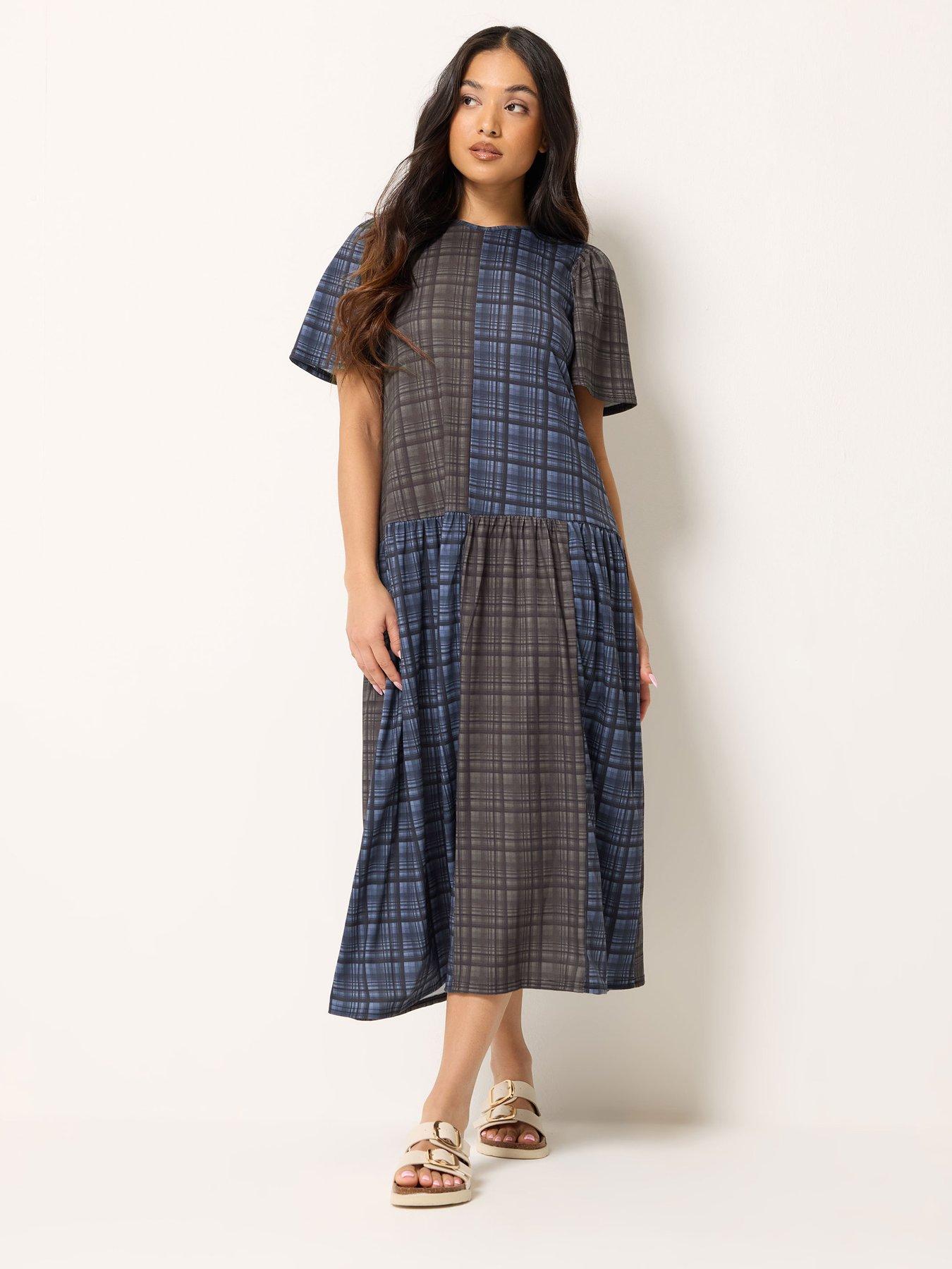 Image 1 of 5 of PixieGirl Petite Check Midaxi Dress