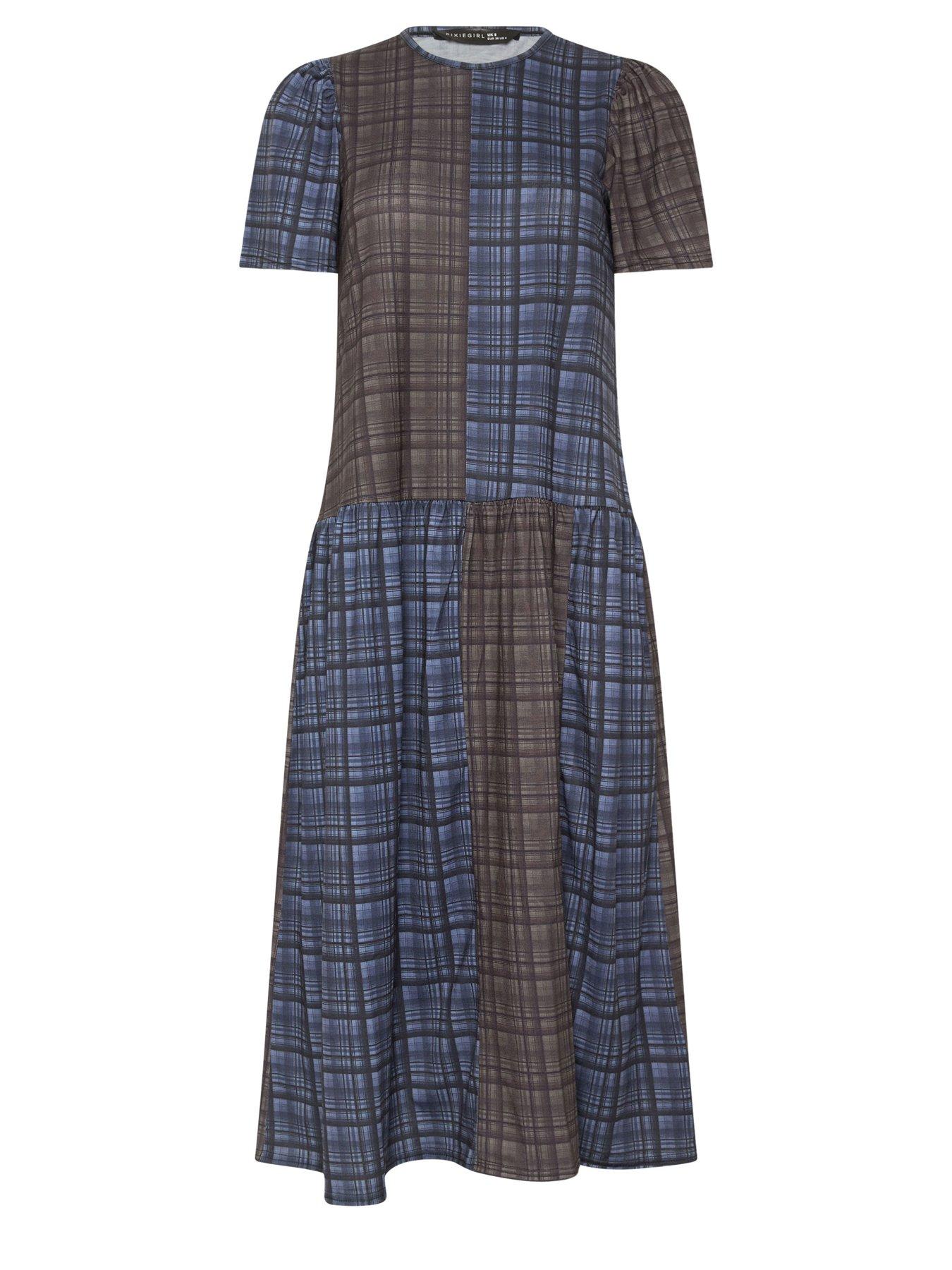 Image 5 of 5 of PixieGirl Petite Check Midaxi Dress