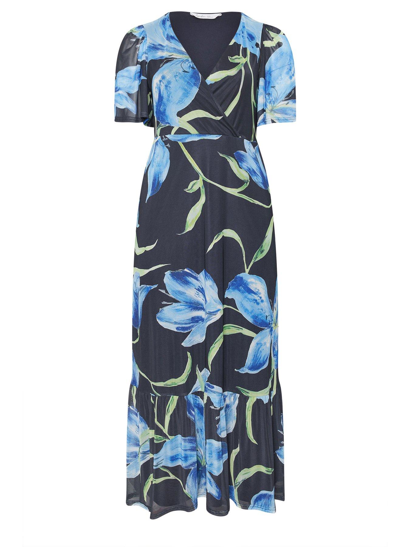 yours-curve-floral-wrap-ruffle-hem-dress-bluedetail