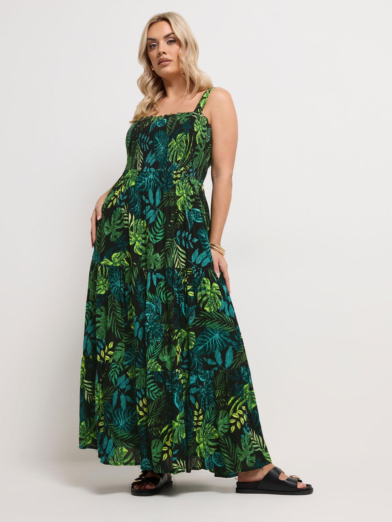Yours Curve Shirred Strappy Maxi Dress