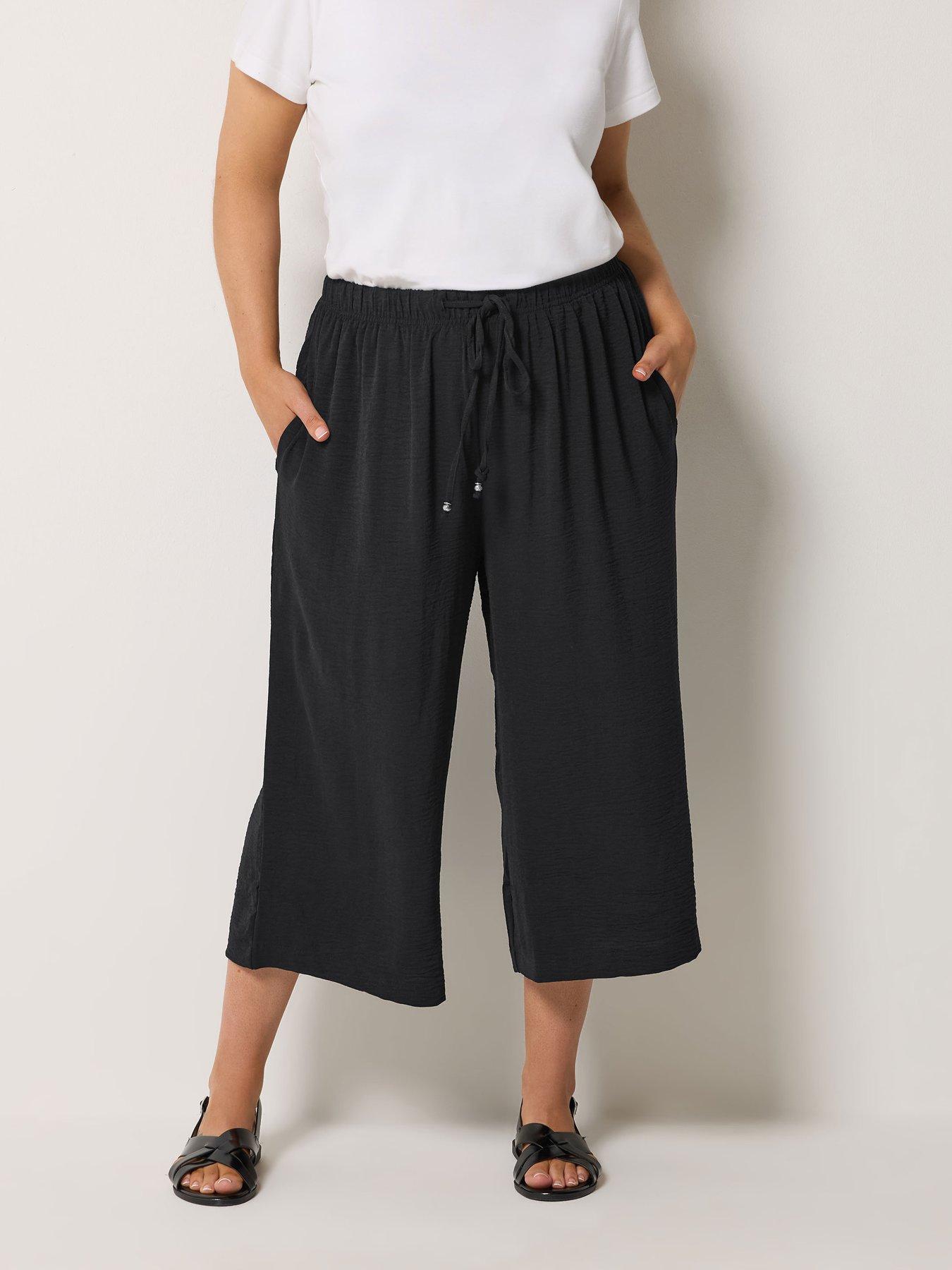 Yours Curve Washed Twill Culotte - Black