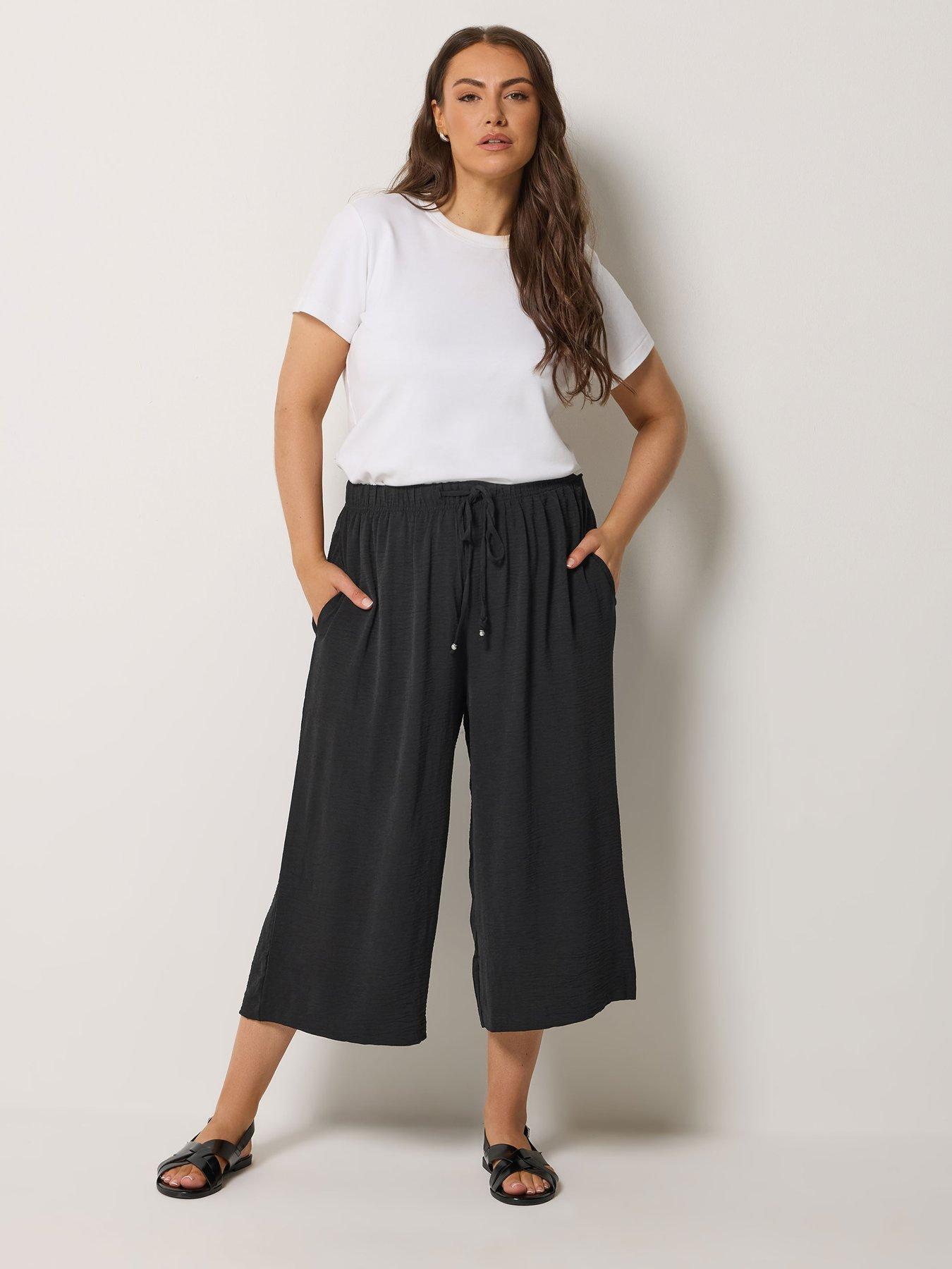 yours-curve-washed-twill-culotte-blackback