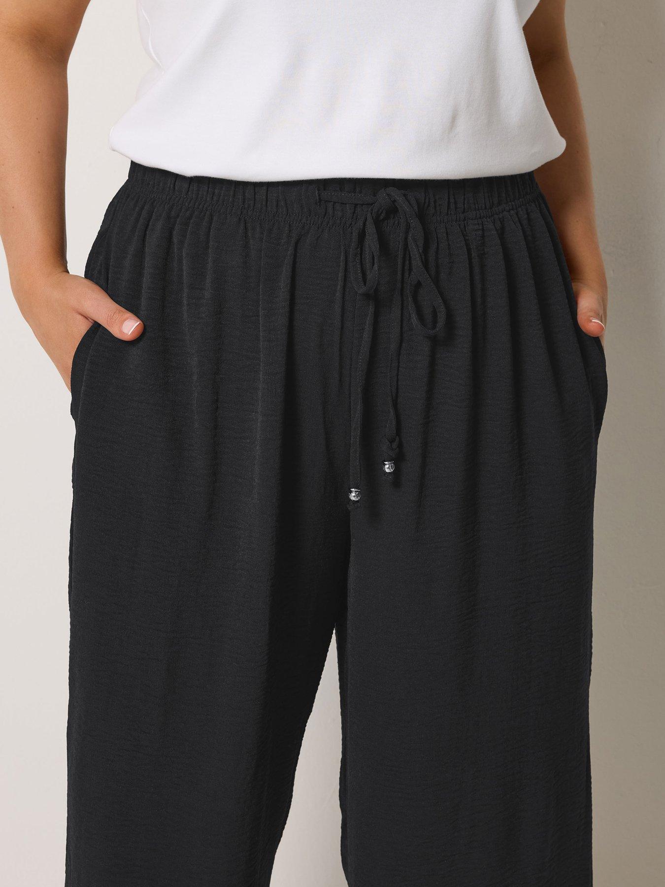 yours-curve-washed-twill-culotte-blackoutfit