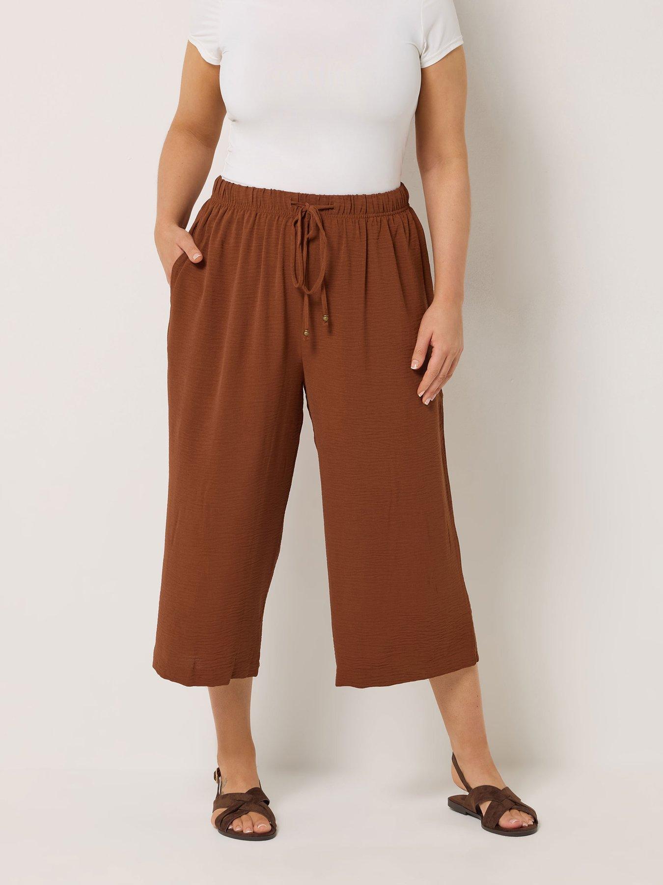 Image 1 of 4 of Yours Curve Washed Twill Culotte - Red
