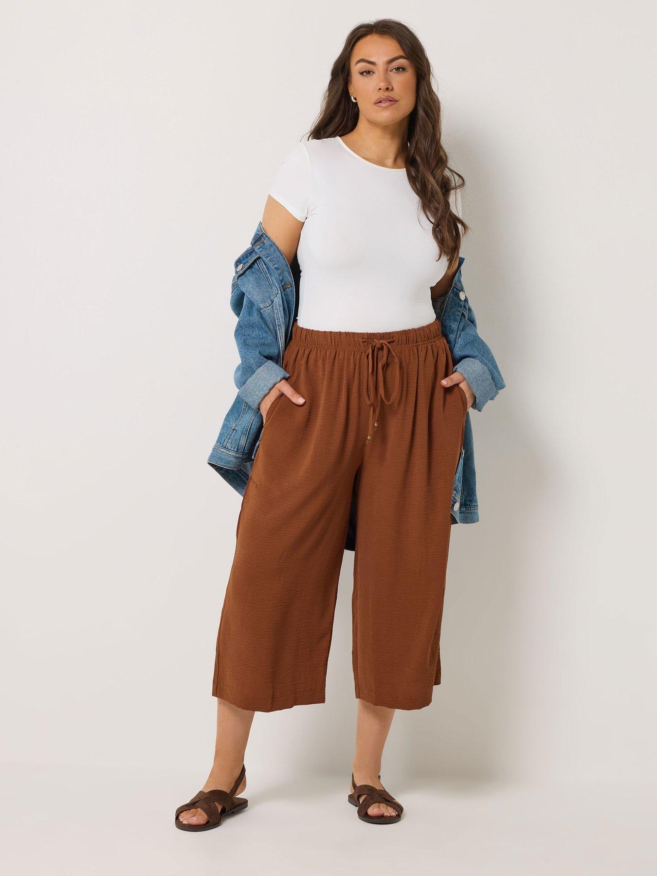 Image 2 of 4 of Yours Curve Washed Twill Culotte - Red
