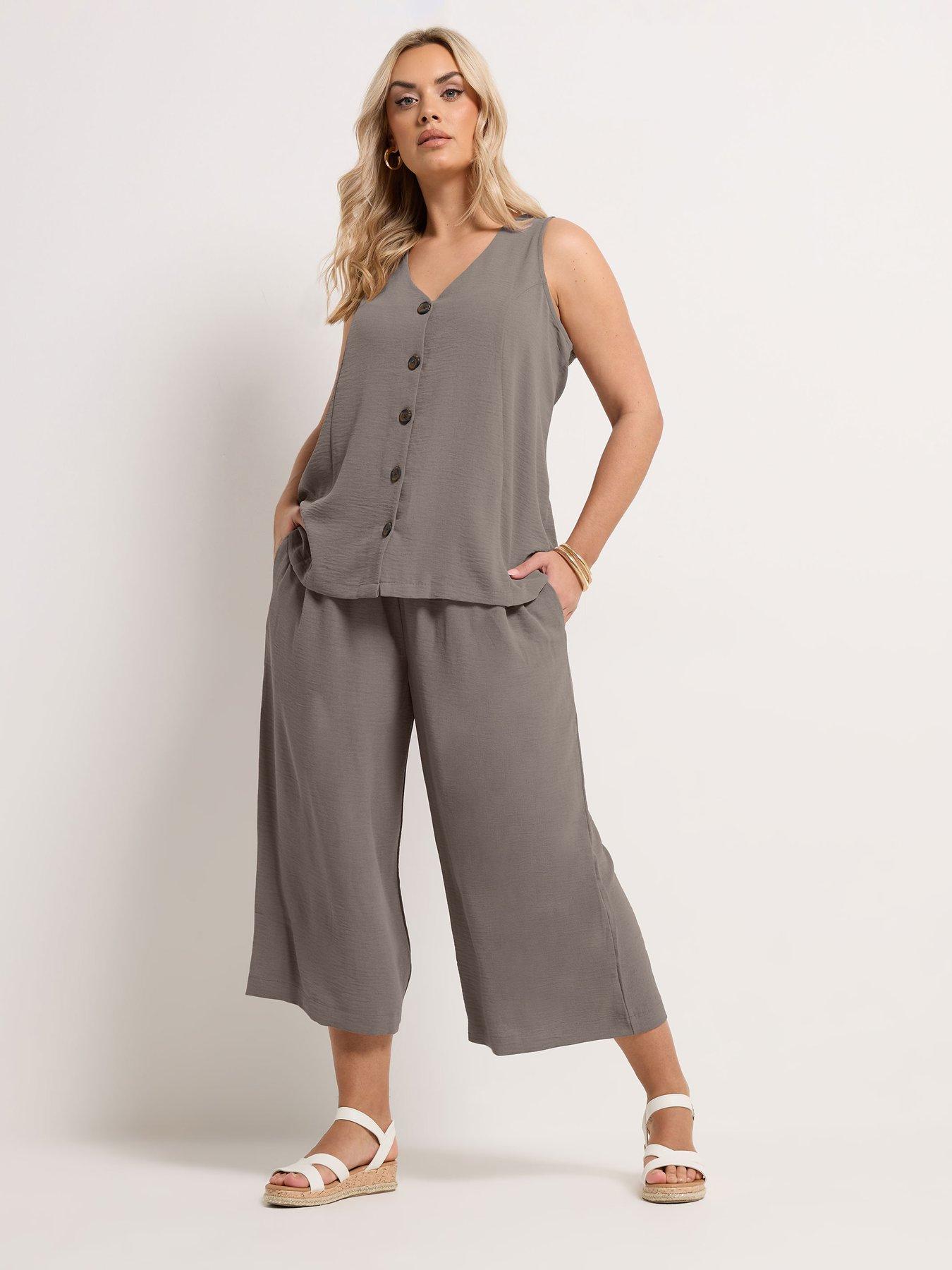Image 3 of 4 of Yours Curve Washed Twill Culotte - Purple
