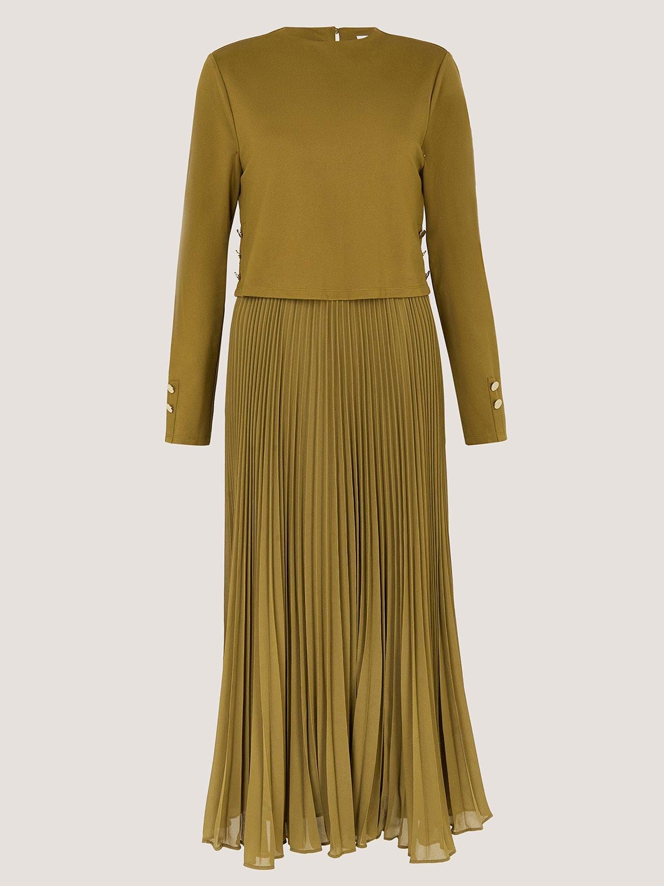 monsoon-penny-pleat-dress-greendetail