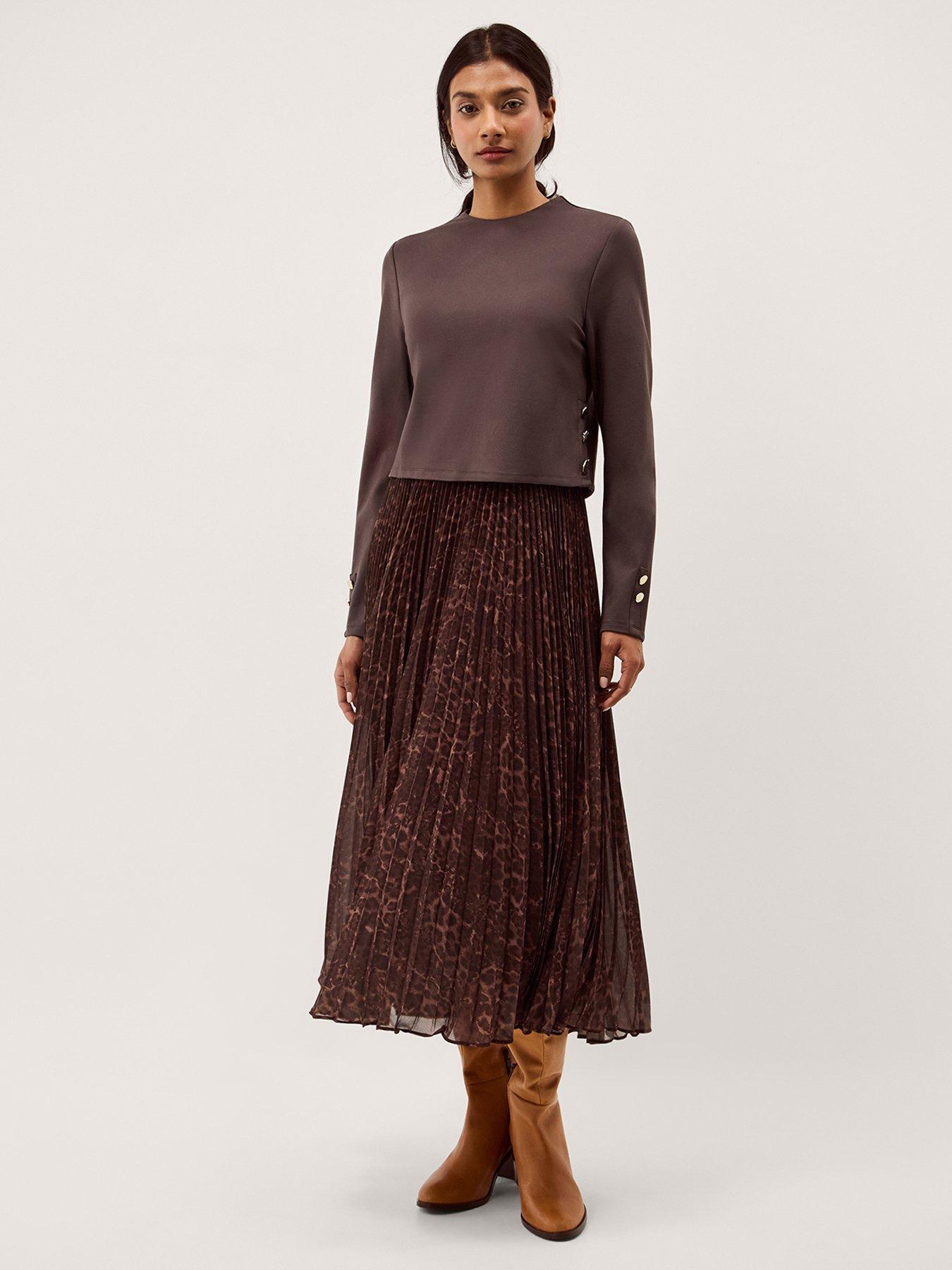 monsoon-archi-pleat-dress-brownfront