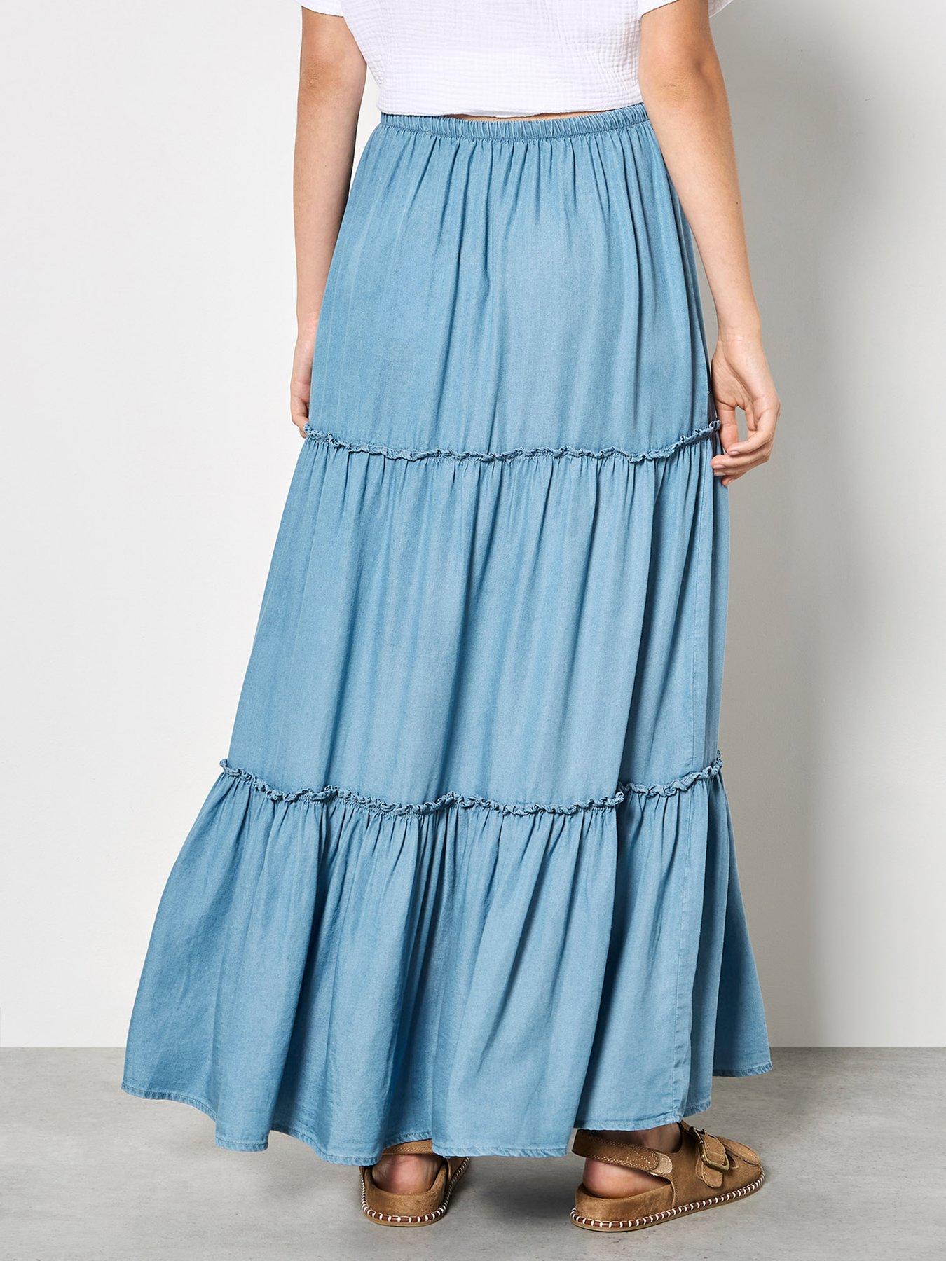 Image 2 of 5 of Apricot Apricot Tiered Denim Skirt