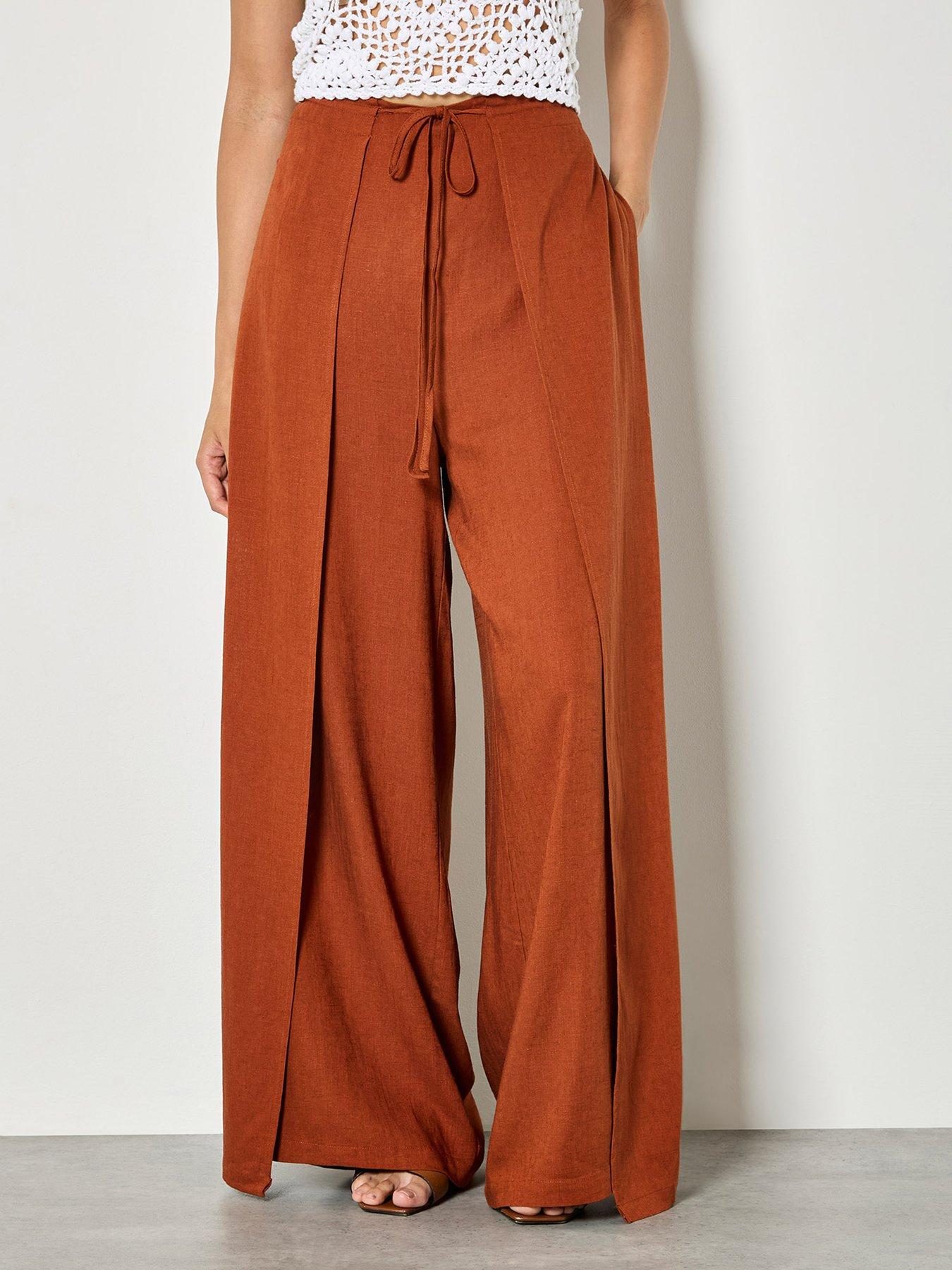apricot-apricot-linen-wrap-trouserfront