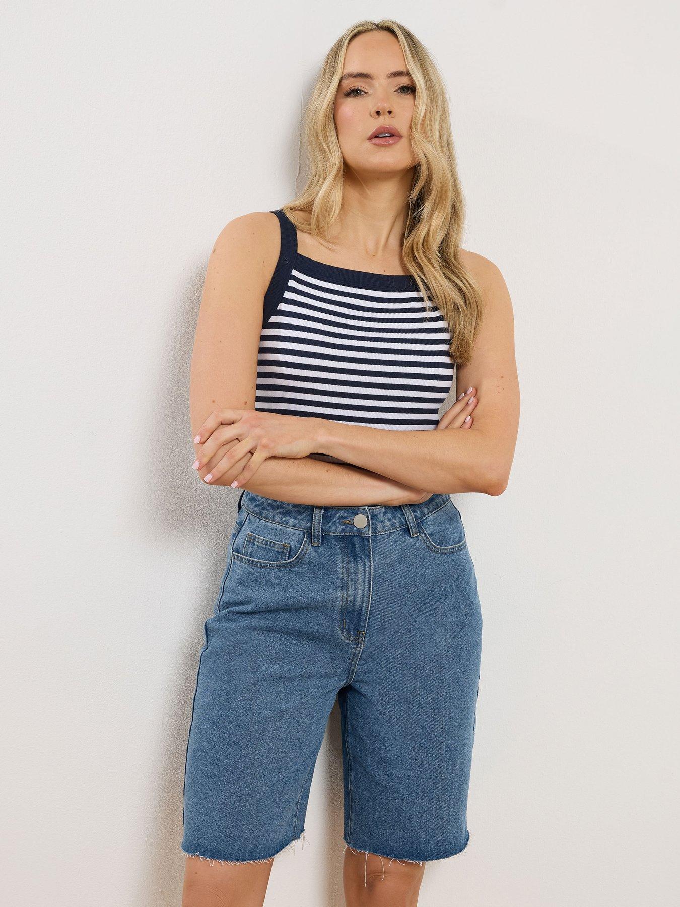 Image 1 of 4 of Long Tall Sally Pull On Denim Bermuda Short - Blue