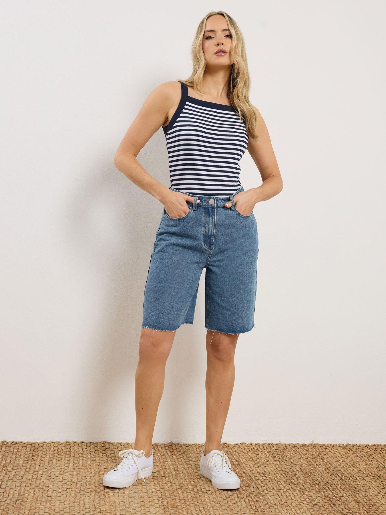 Image 3 of 4 of Long Tall Sally Pull On Denim Bermuda Short - Blue