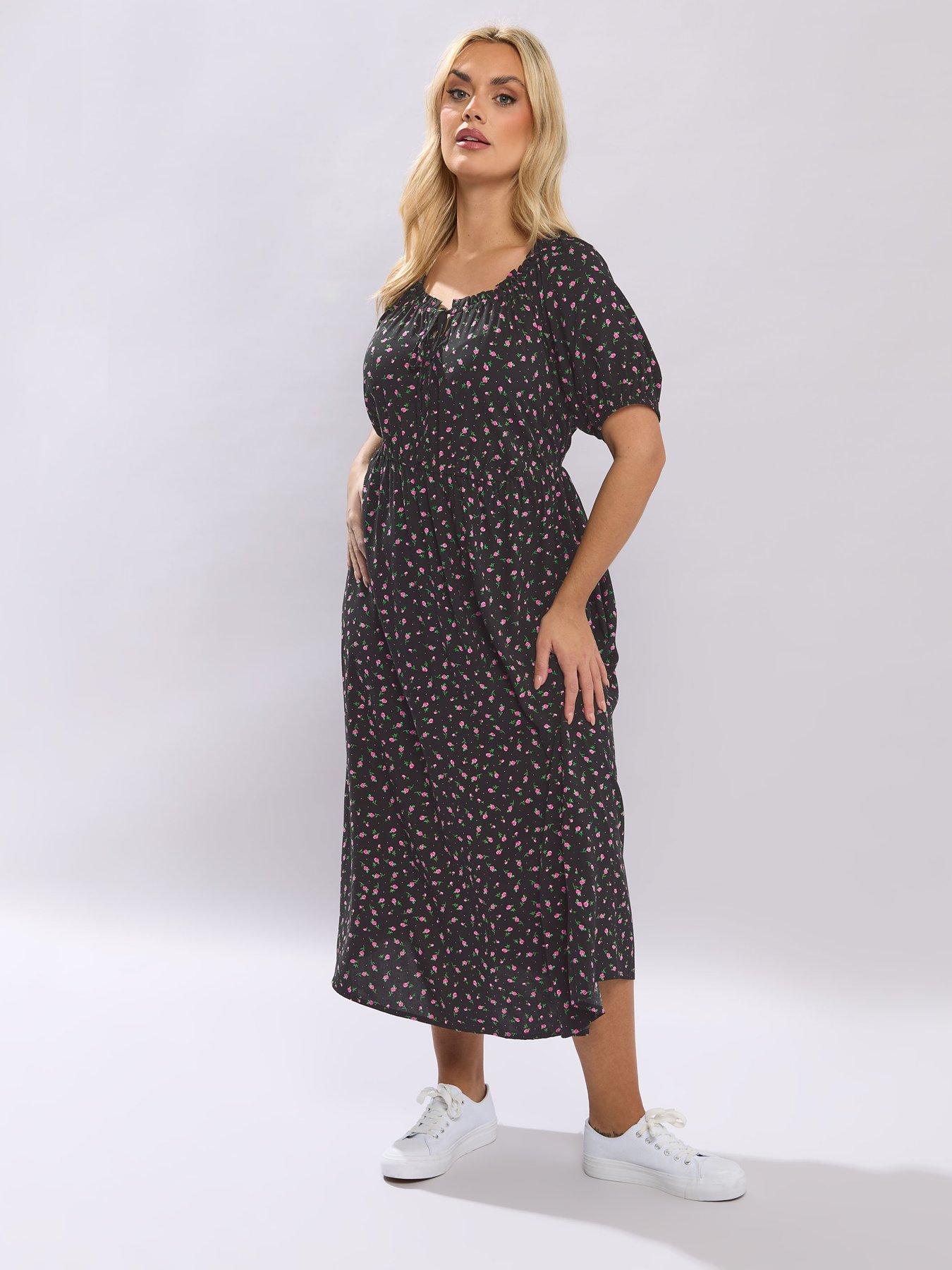 Yours Curve Ditsy Print Gypsy Midaxi Dress