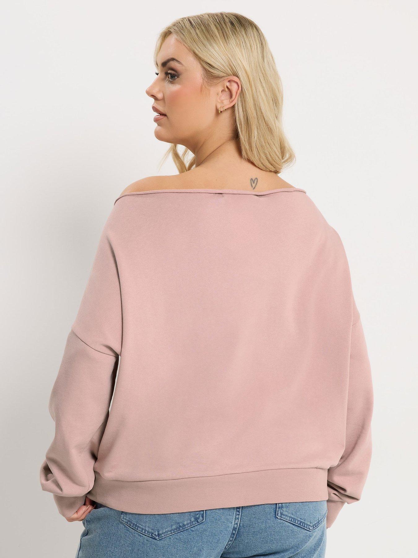 Image 2 of 4 of Yours Curve Off Shoulder Sweatshirt - Pink