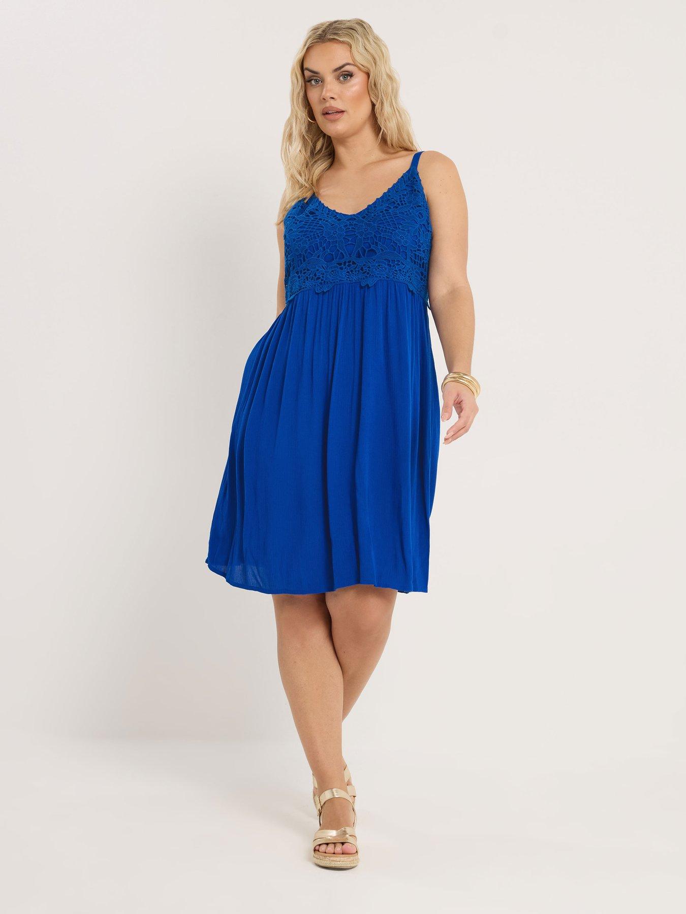 Image 1 of 5 of Yours Curve Crochet Bust Crinkle Dress