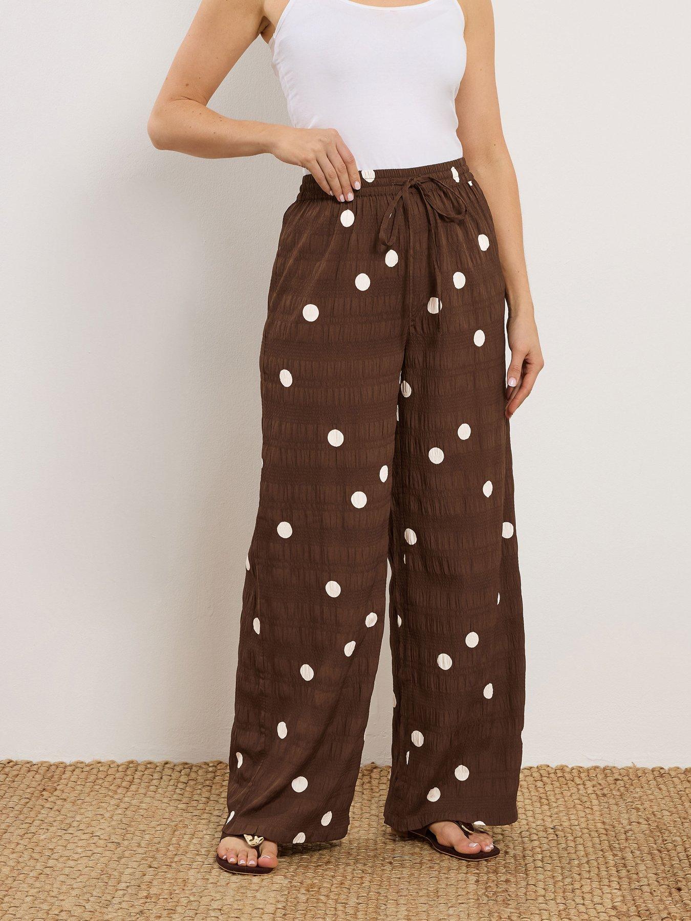 Long Tall Sally Tall Spot Textured Wide Leg Trouser 36"
