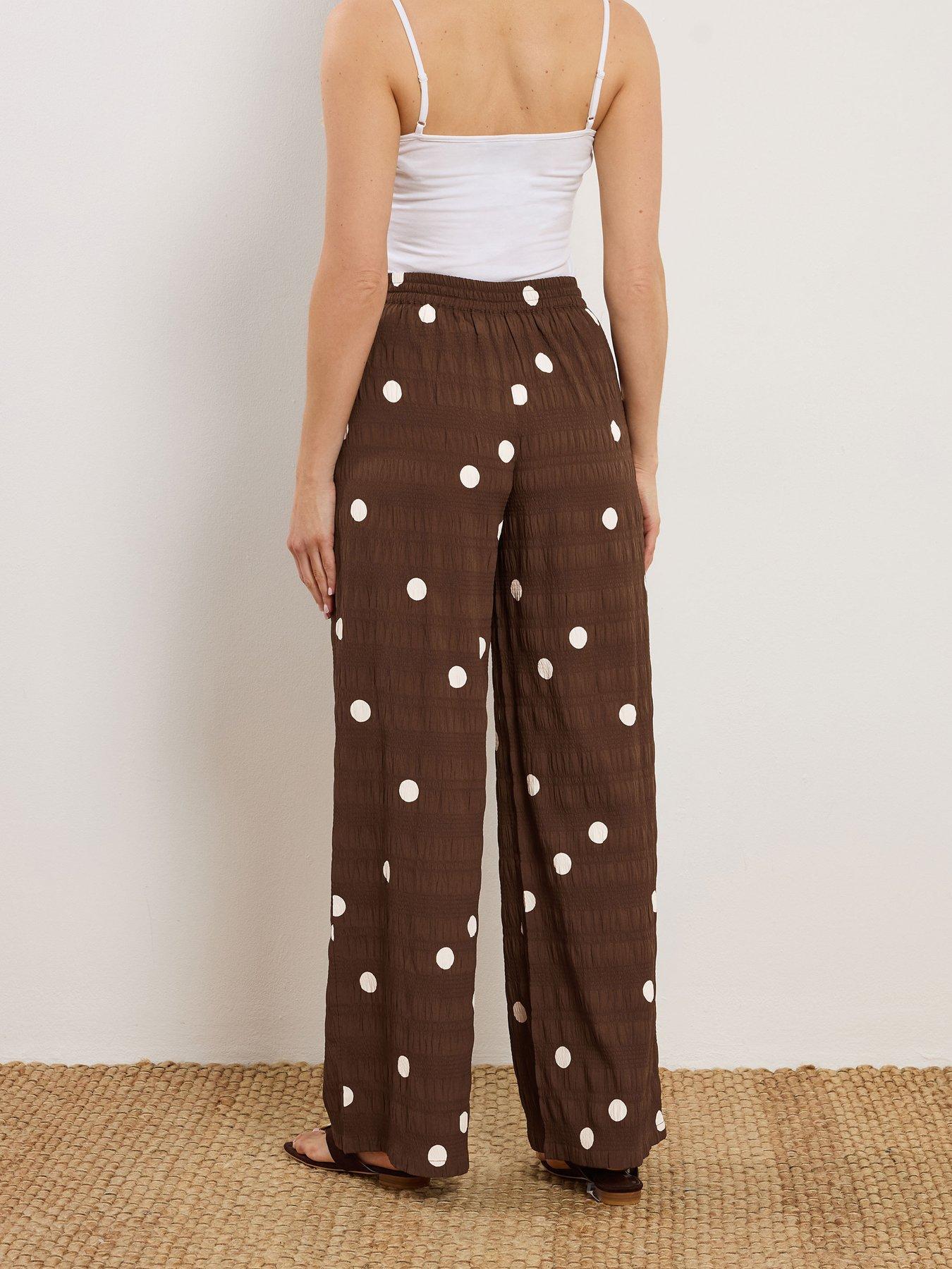 Image 2 of 4 of Long Tall Sally Spot Textured Wide Leg Trouser 36" - Brown