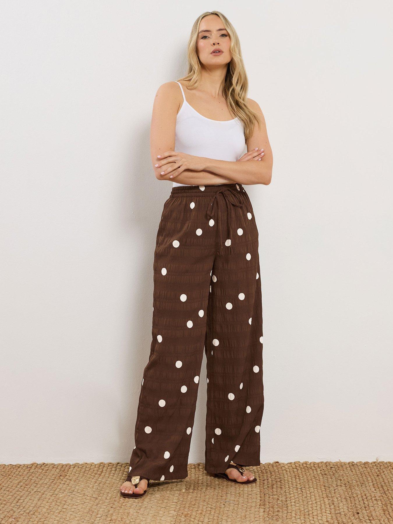 Image 3 of 4 of Long Tall Sally Spot Textured Wide Leg Trouser 36" - Brown