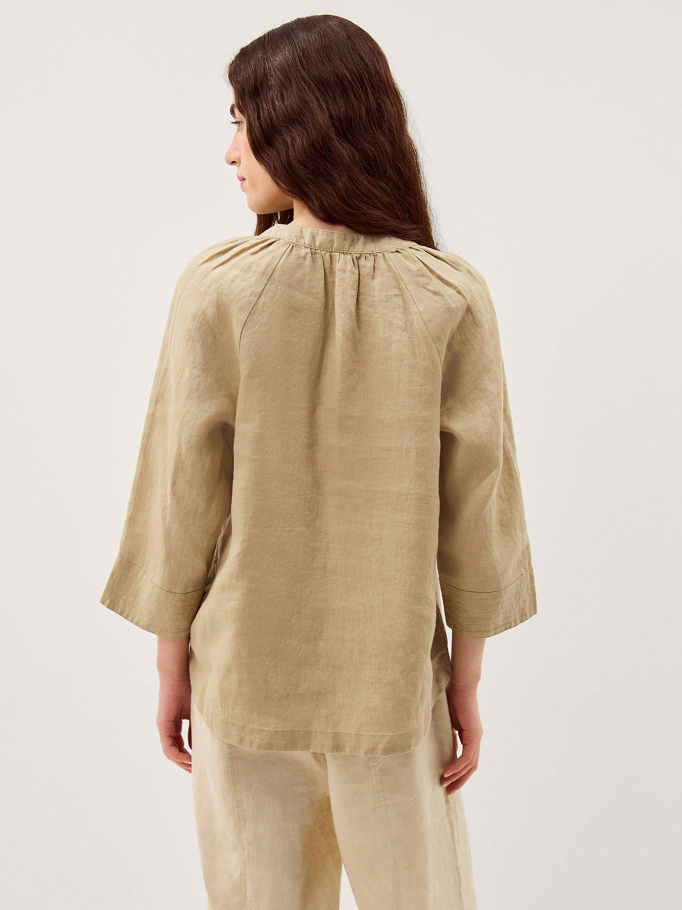 Image 2 of 4 of Monsoon Gianna Linen Top - Green