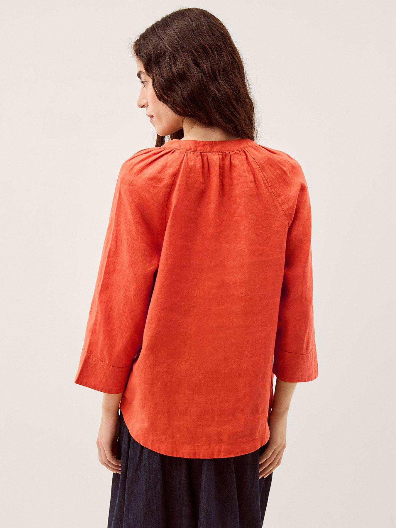 Image 2 of 5 of Monsoon Gianna Linen Top - Orange