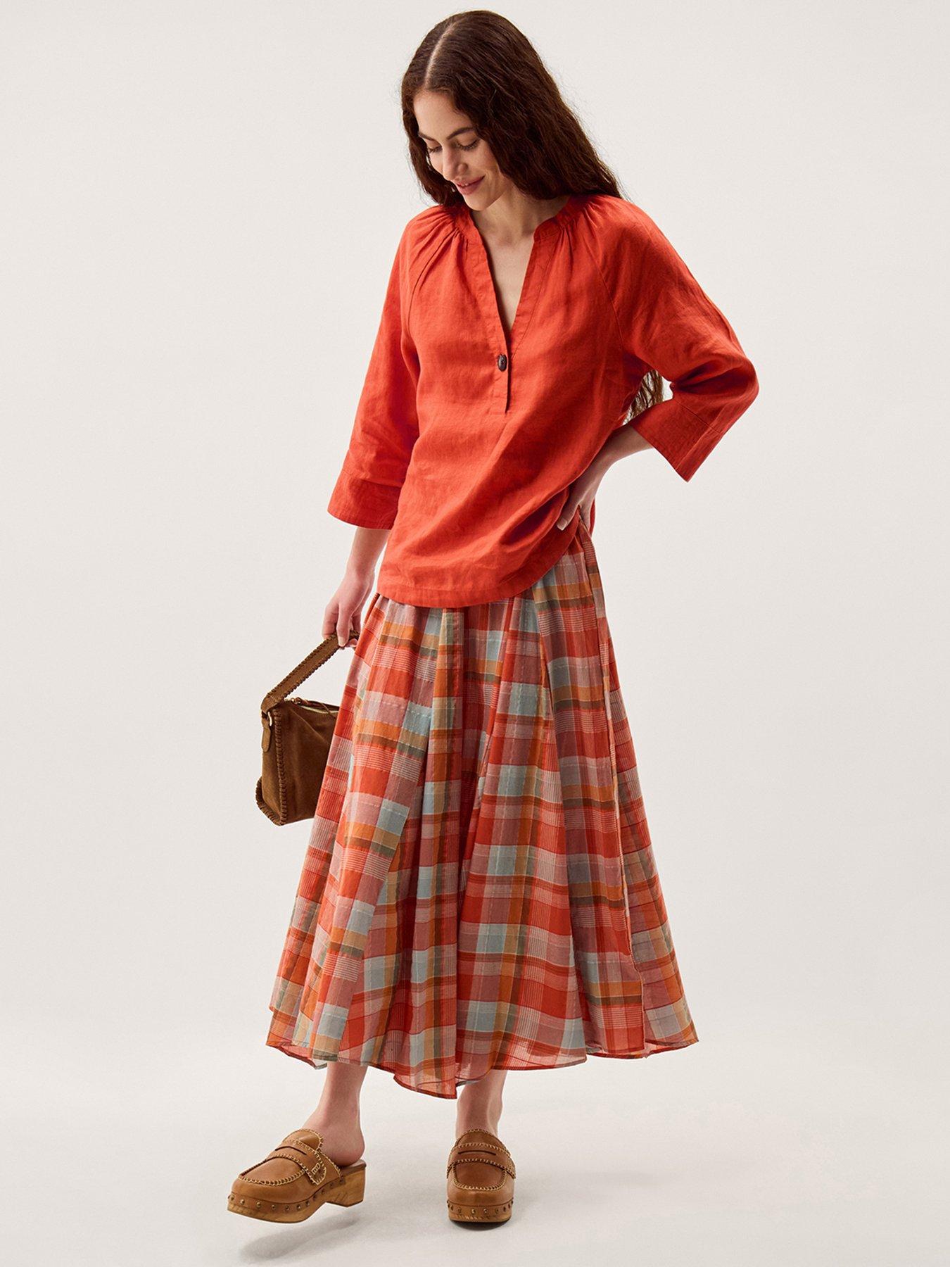 Image 3 of 5 of Monsoon Gianna Linen Top - Orange
