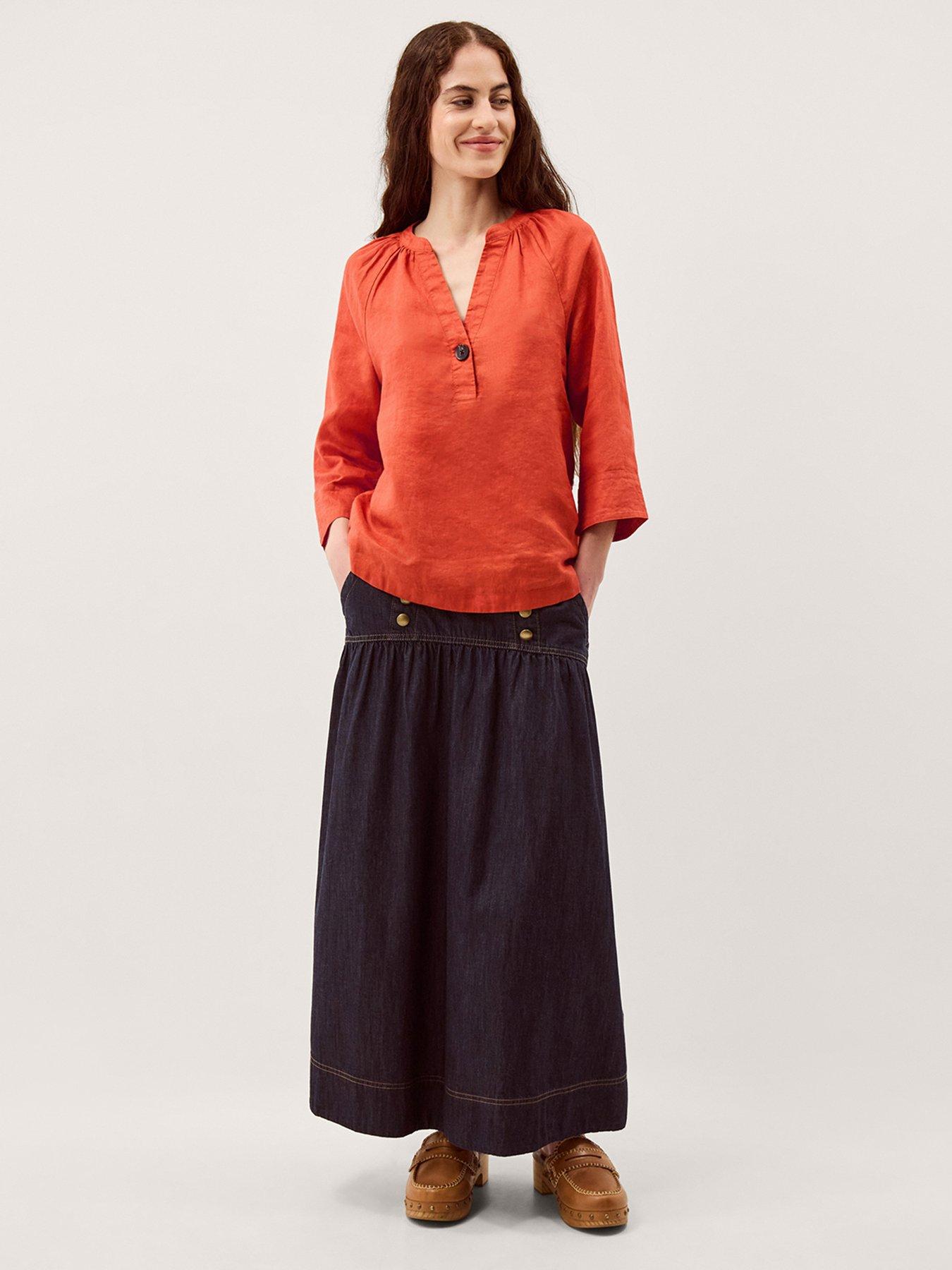 Image 5 of 5 of Monsoon Gianna Linen Top - Orange
